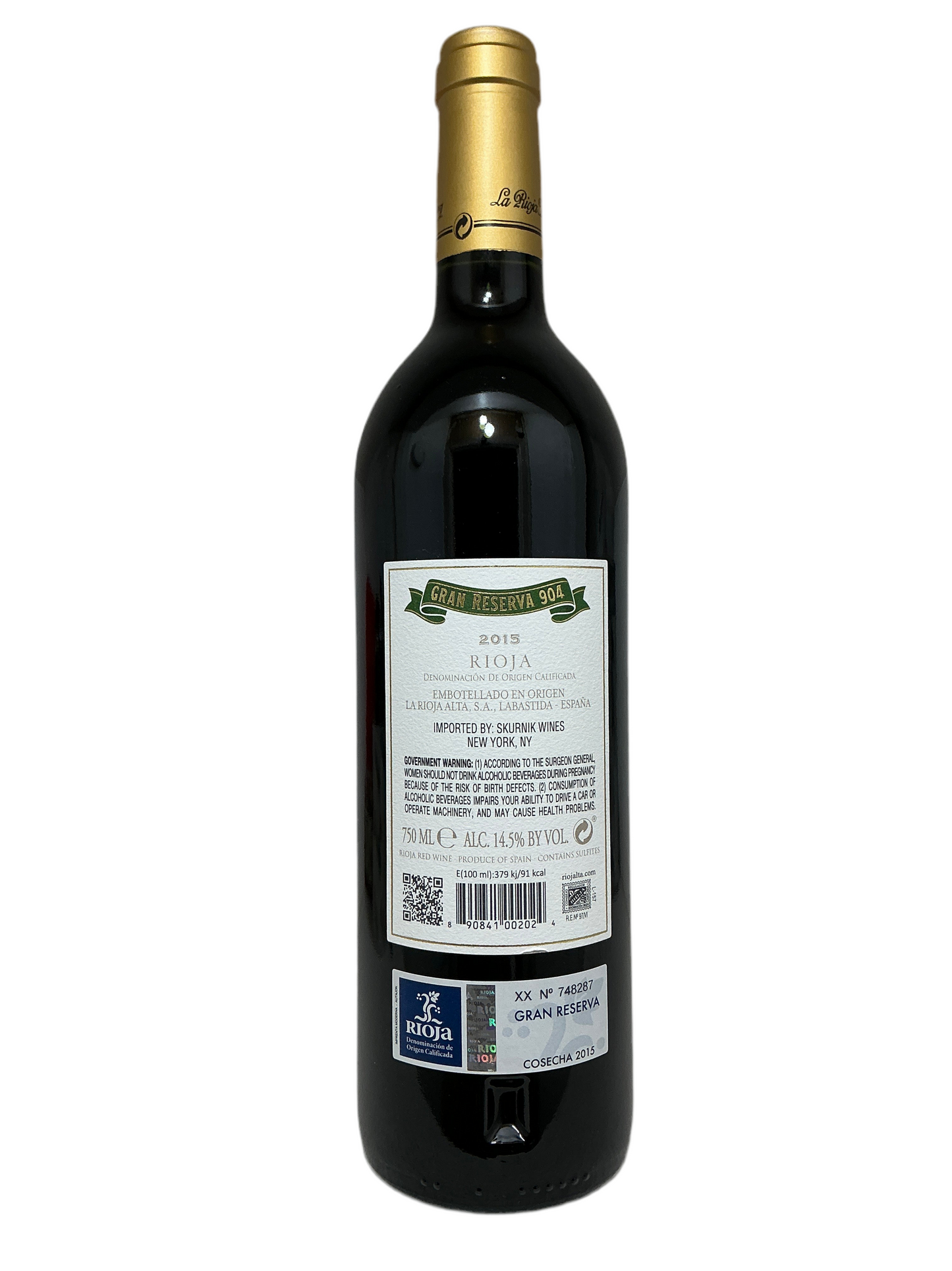 La Rioja Alta, Tempranillo, Gran Reserva, "Seleccion Especial 904," Rioja, Spain 2015