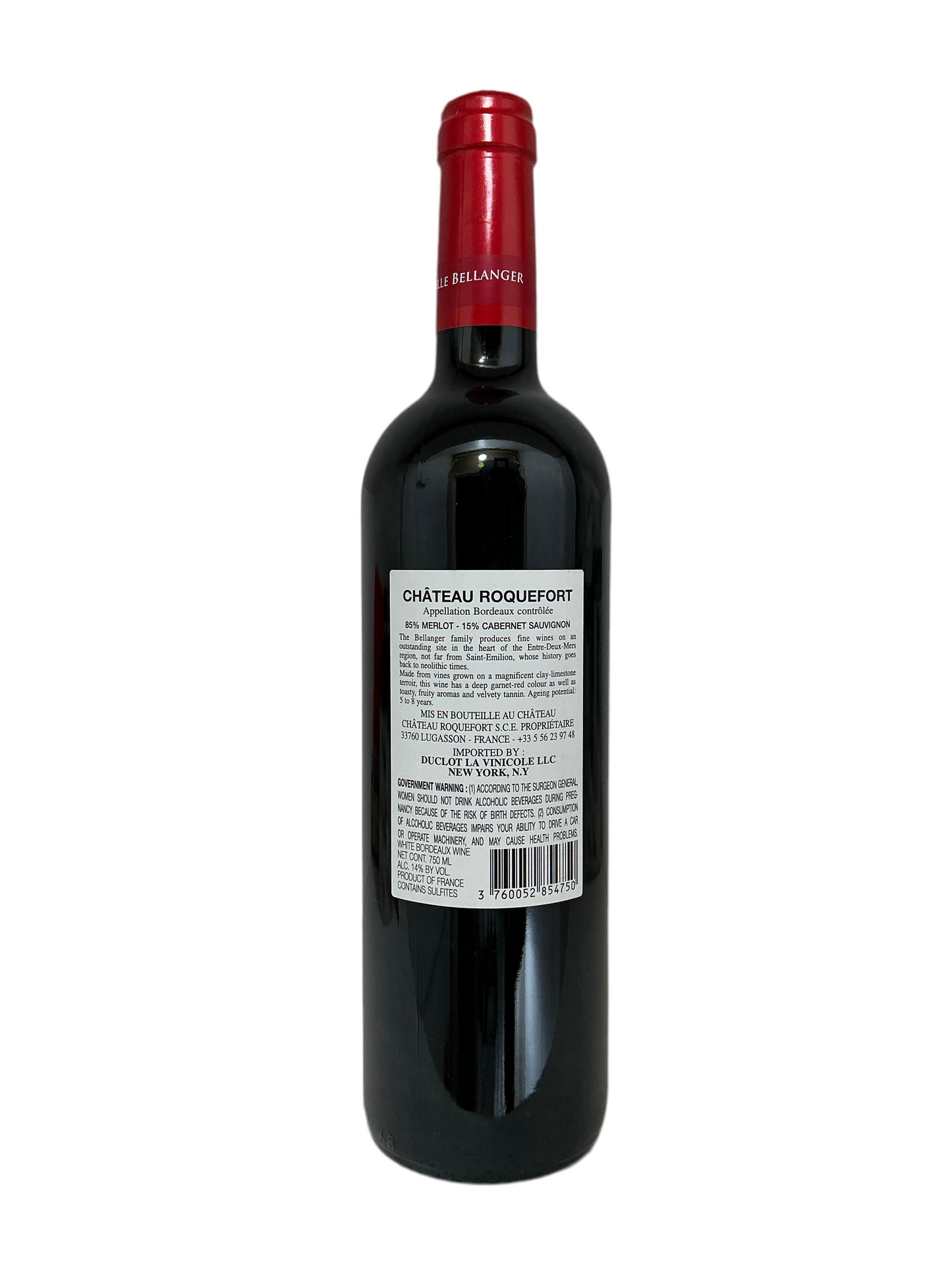 Chateau Roquefort, Merlot, Bordeaux, France 2019