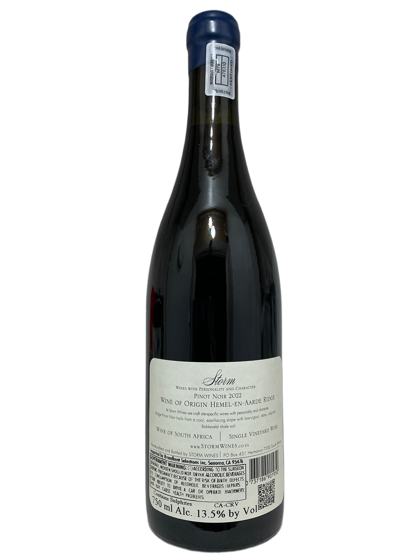 Storm, Pinot Noir, "Ridge", Hemel-en-Aarde Ridge," Walker Bay, South Africa 2022