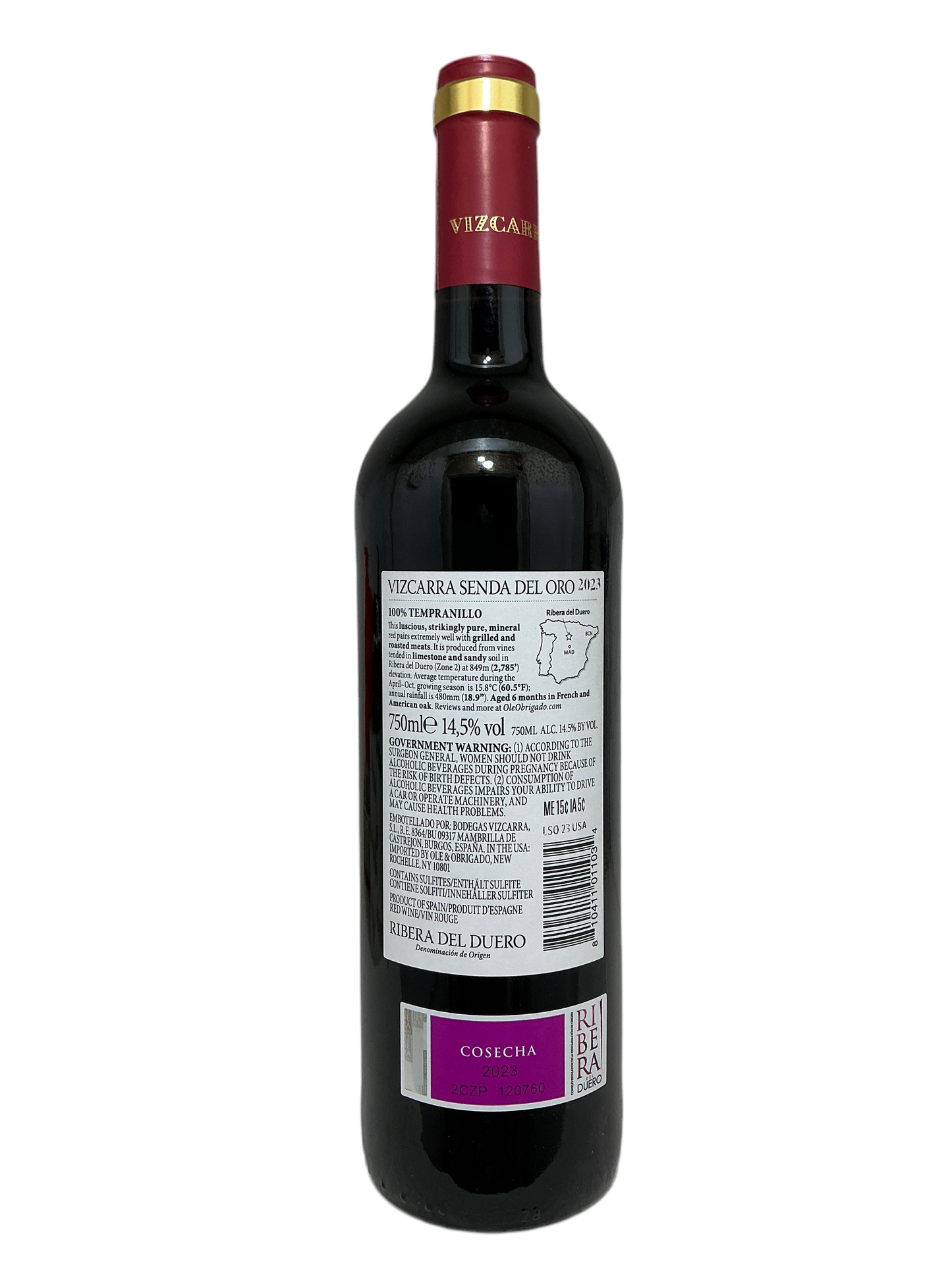 Vizcarra, Tempranillo, "Senda del Oro Tinto," Ribera del Duero, Castilla y Leon, Spain 2023