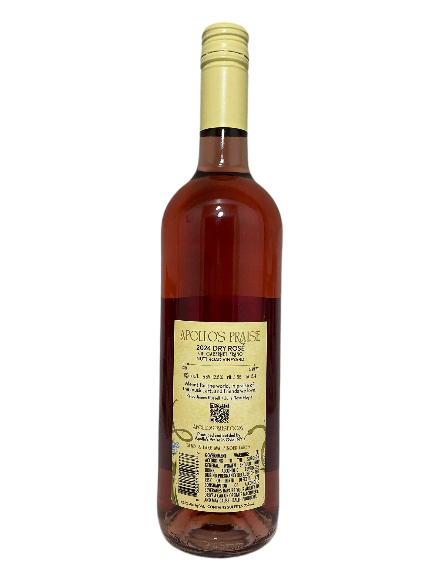 Apollo's Praise, Rose of Cabernet Franc, "Nutt Road Vineyard," Seneca Lake, Finger Lakes, New York 2024