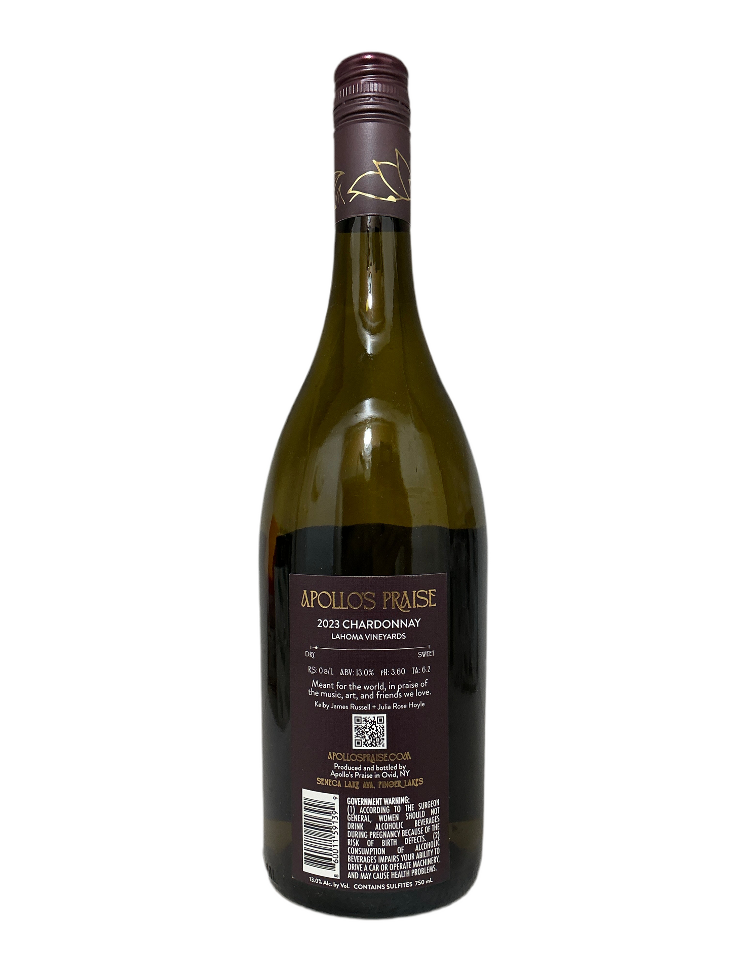 Apollo's Praise, Chardonnay, "Lahoma Vineyard," Seneca Lake, Finger Lakes, New York, United States, 2024