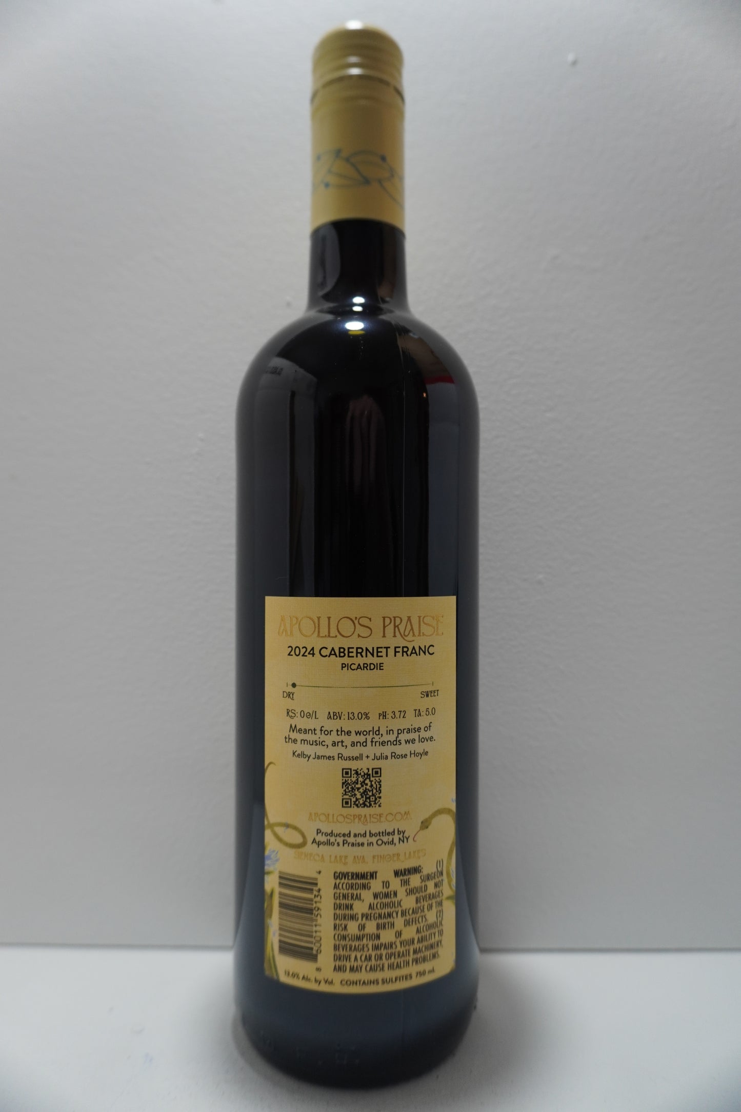 Apollo's Praise, Cabernet Franc, "Picardie," Seneca Lake, Finger Lakes, New York, United States, 2024
