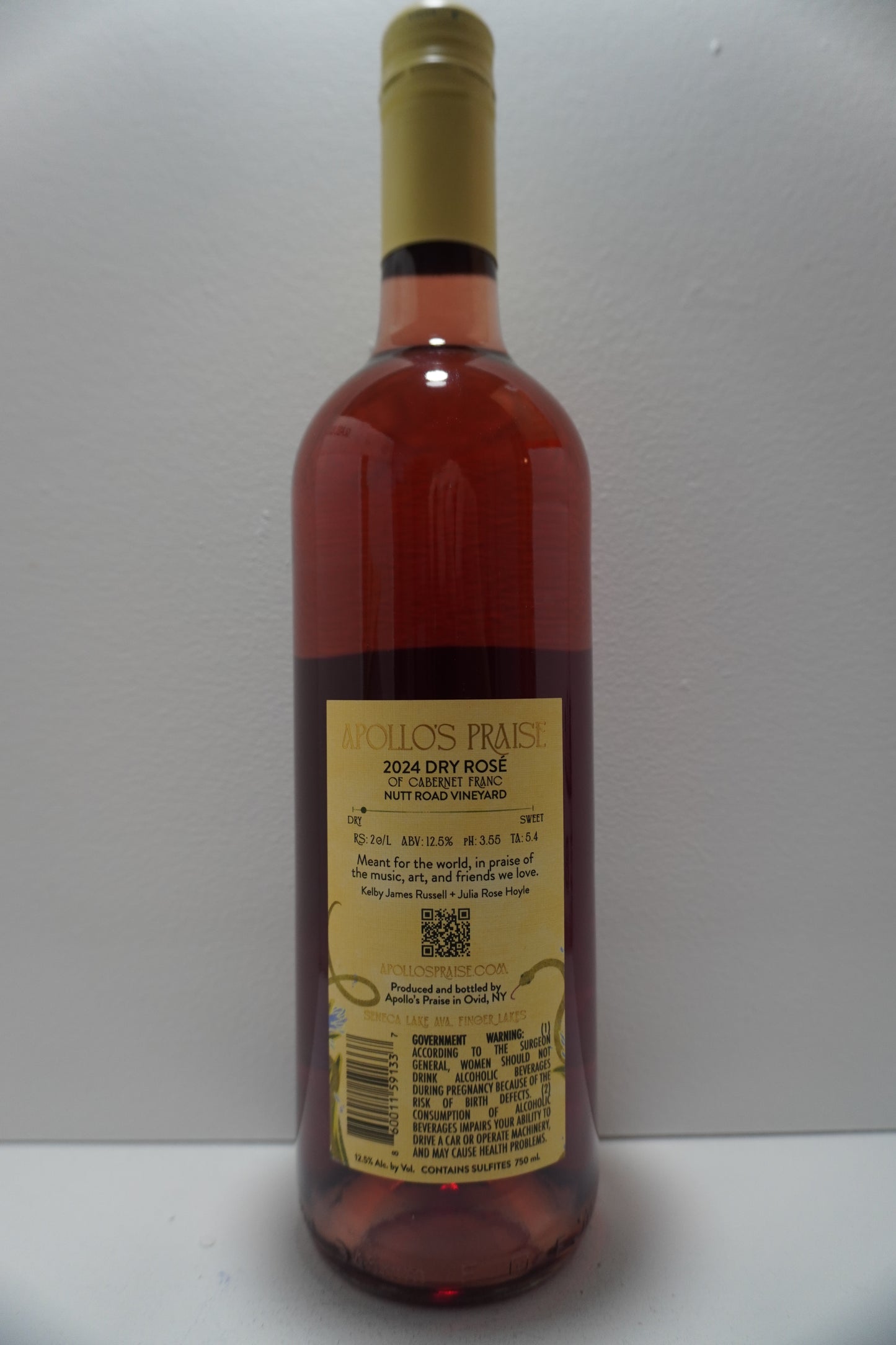 Apollo's Praise, Rose of Cabernet Franc, "Nutt Road Vineyard," Seneca Lake, Finger Lakes, New York 2024