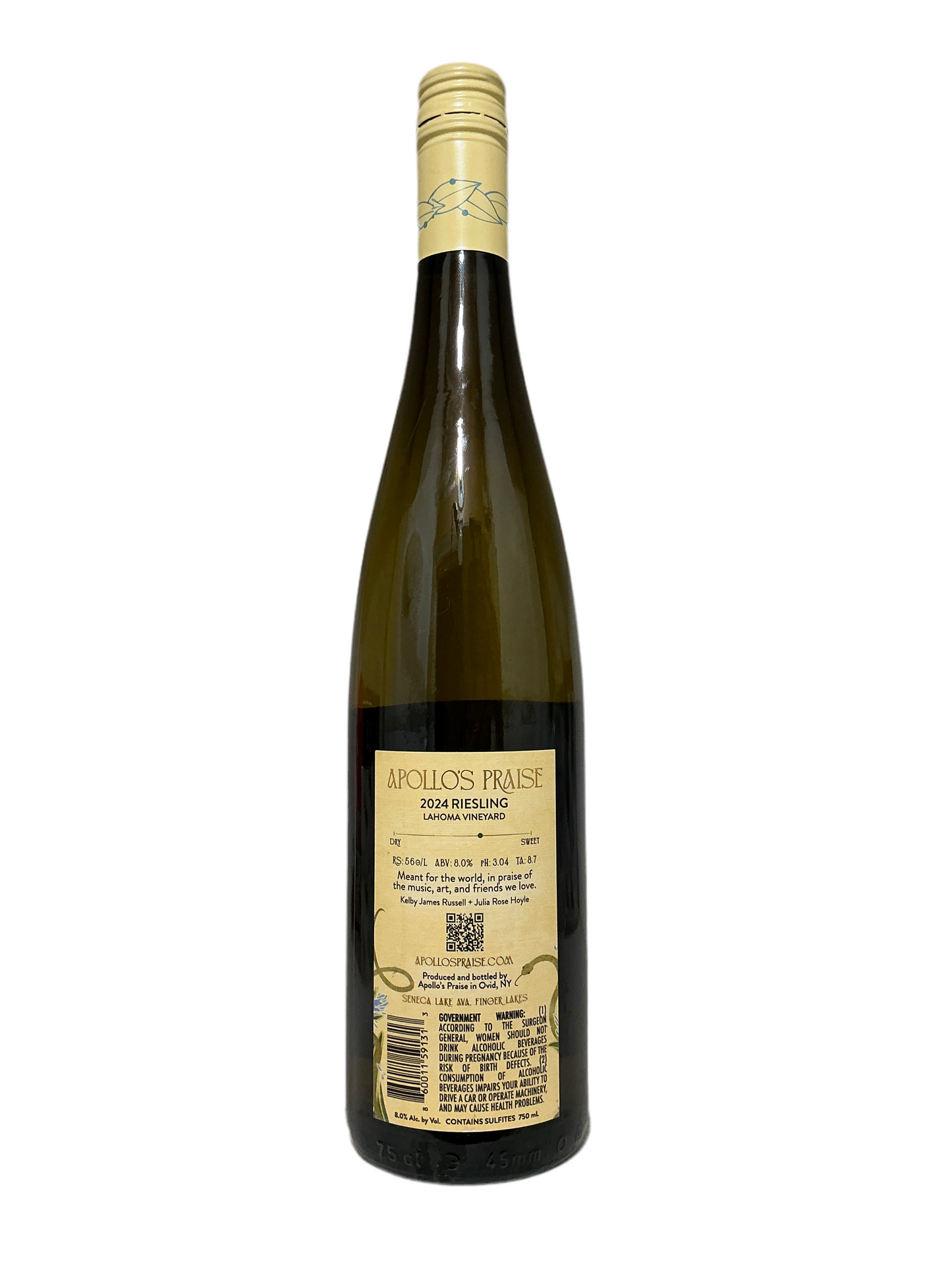 Apollo's Praise, Riesling, "Lahoma Vineyard," Seneca Lake, Finger Lakes, New York, United States, 2024