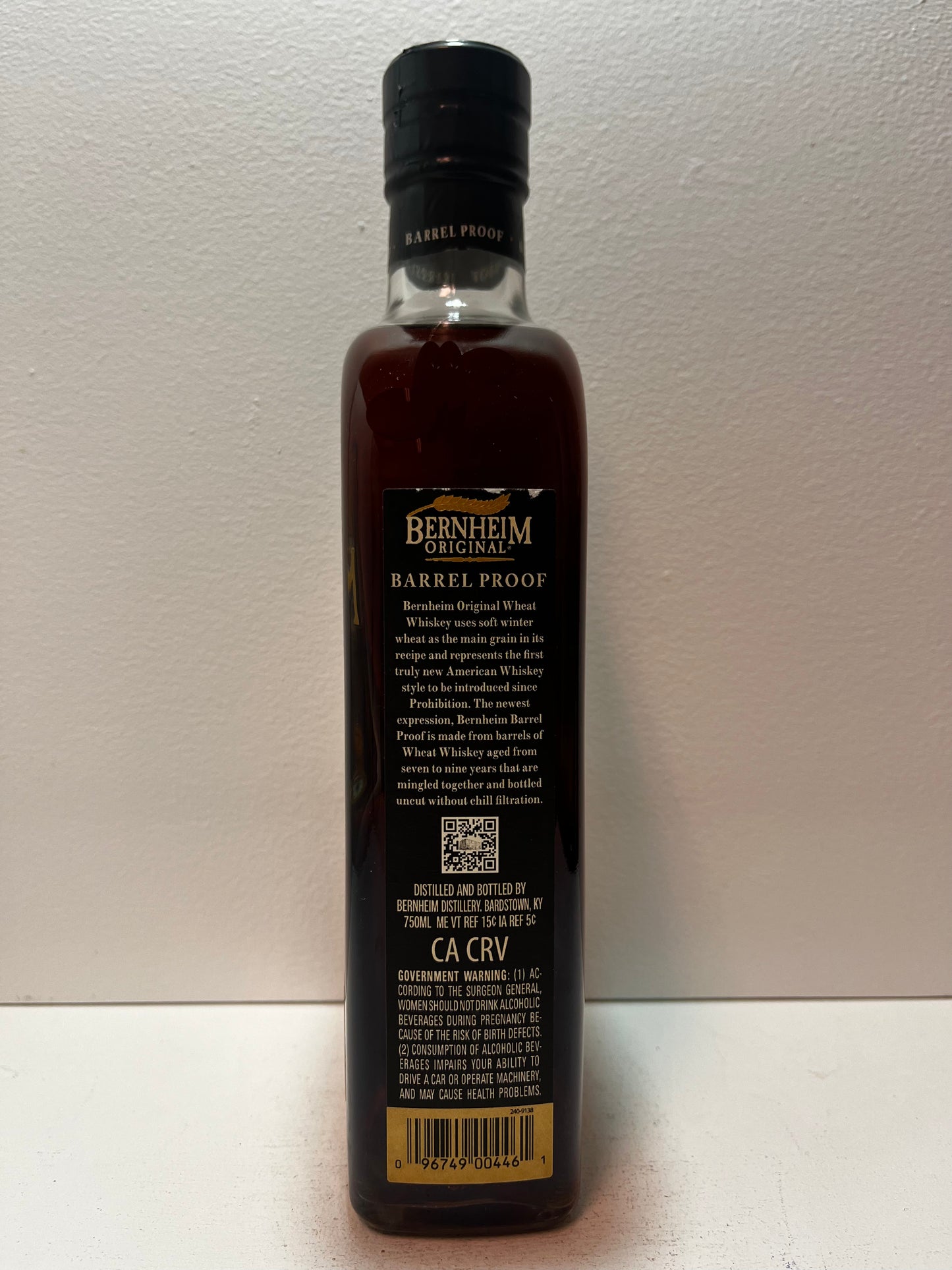 Bernheim Original Straight Wheat Whiskey Barrel Proof Batch A225