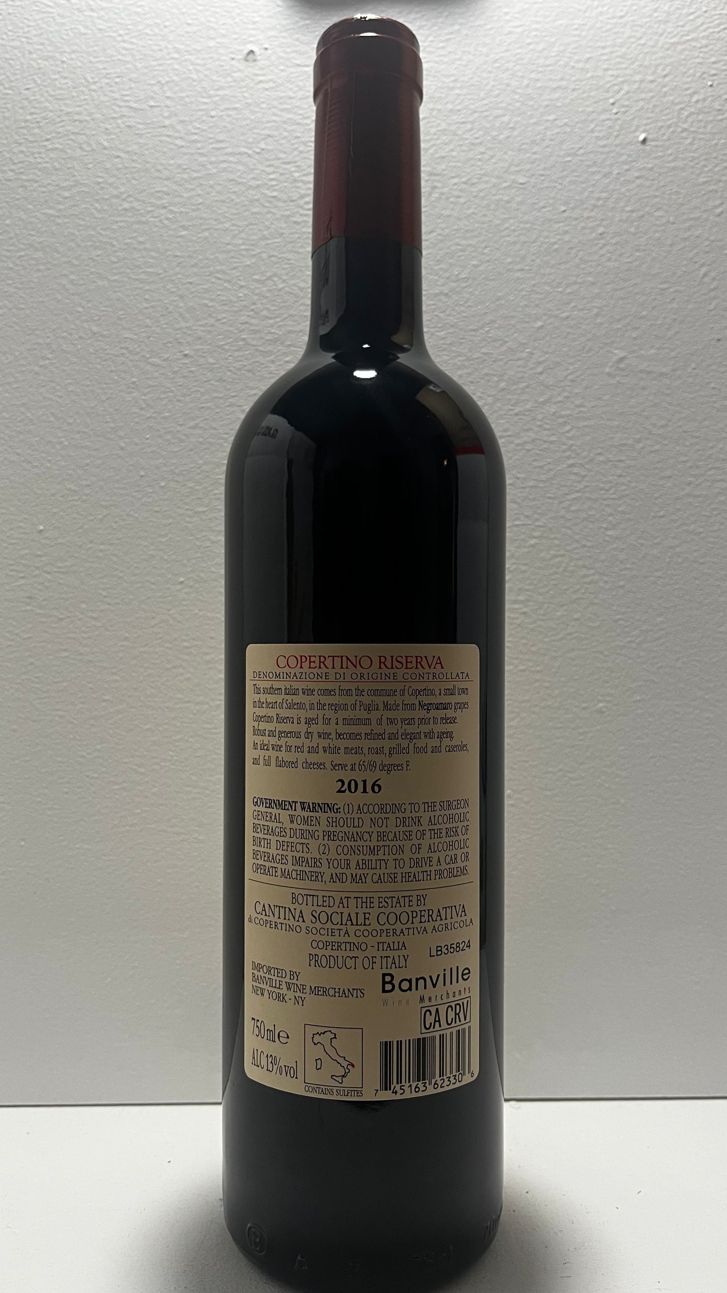 Cantina Sociale di Copertino, Negroamaro, Copertino, Puglia, Italy 2016