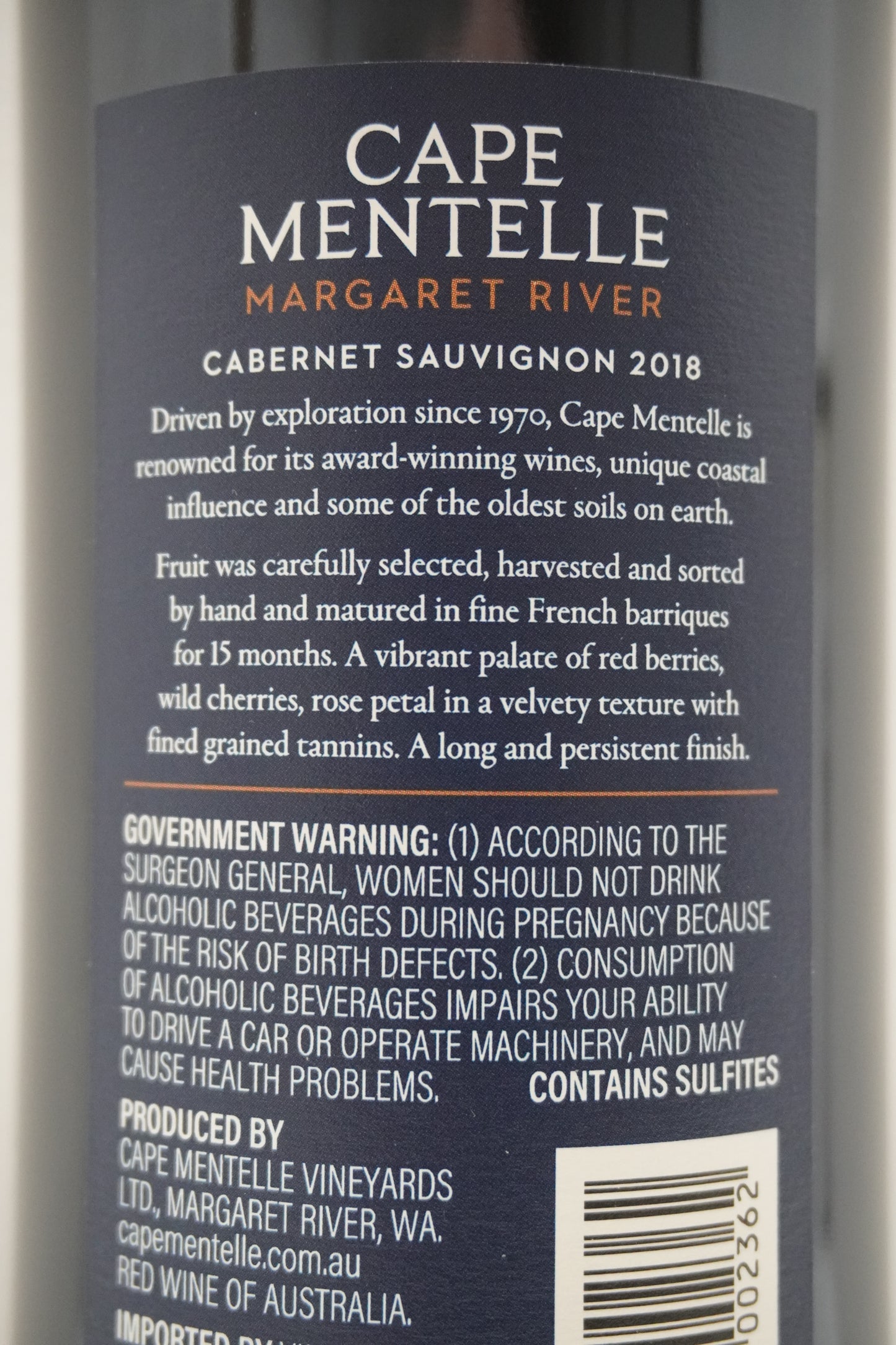 Cape Mentelle, Cabernet Sauvignon, Margaret River, Western Australia, Australia 2018
