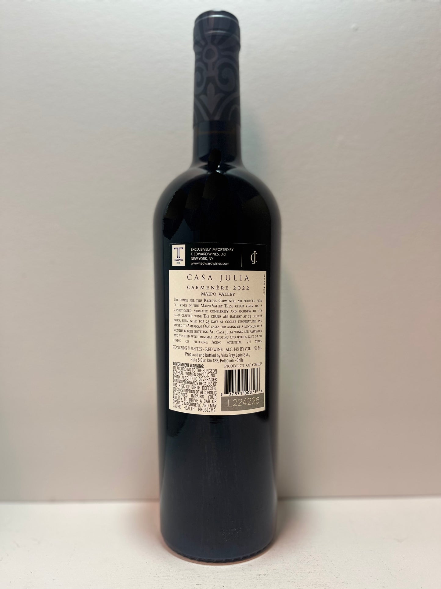 Casa Julia, Carmenere, Reserva, Maipo Valley, Valle Central, Chile 2022