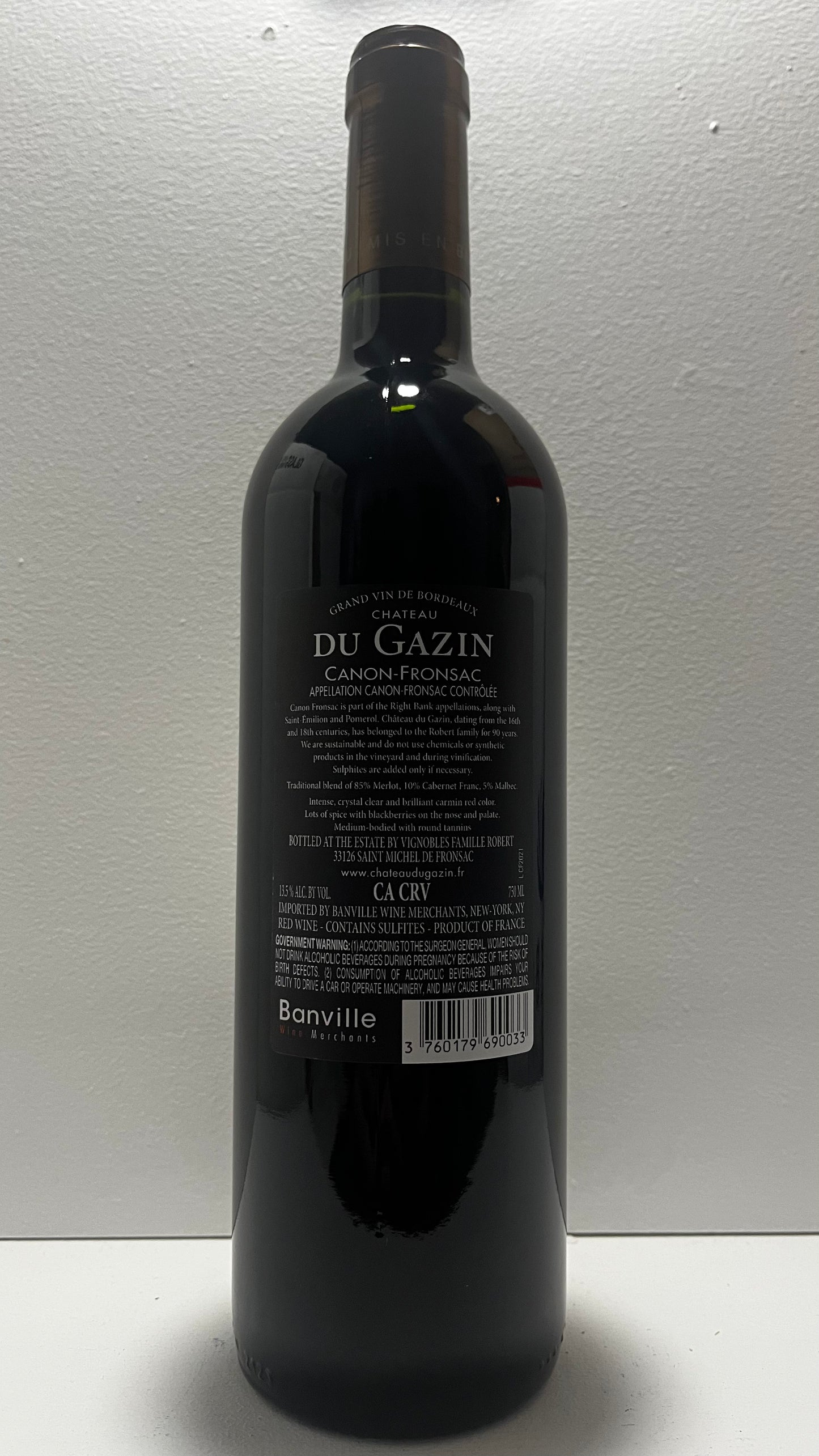 Chateau du Gazin, Merlot, Canon Fronsac, Bordeaux, France 2021