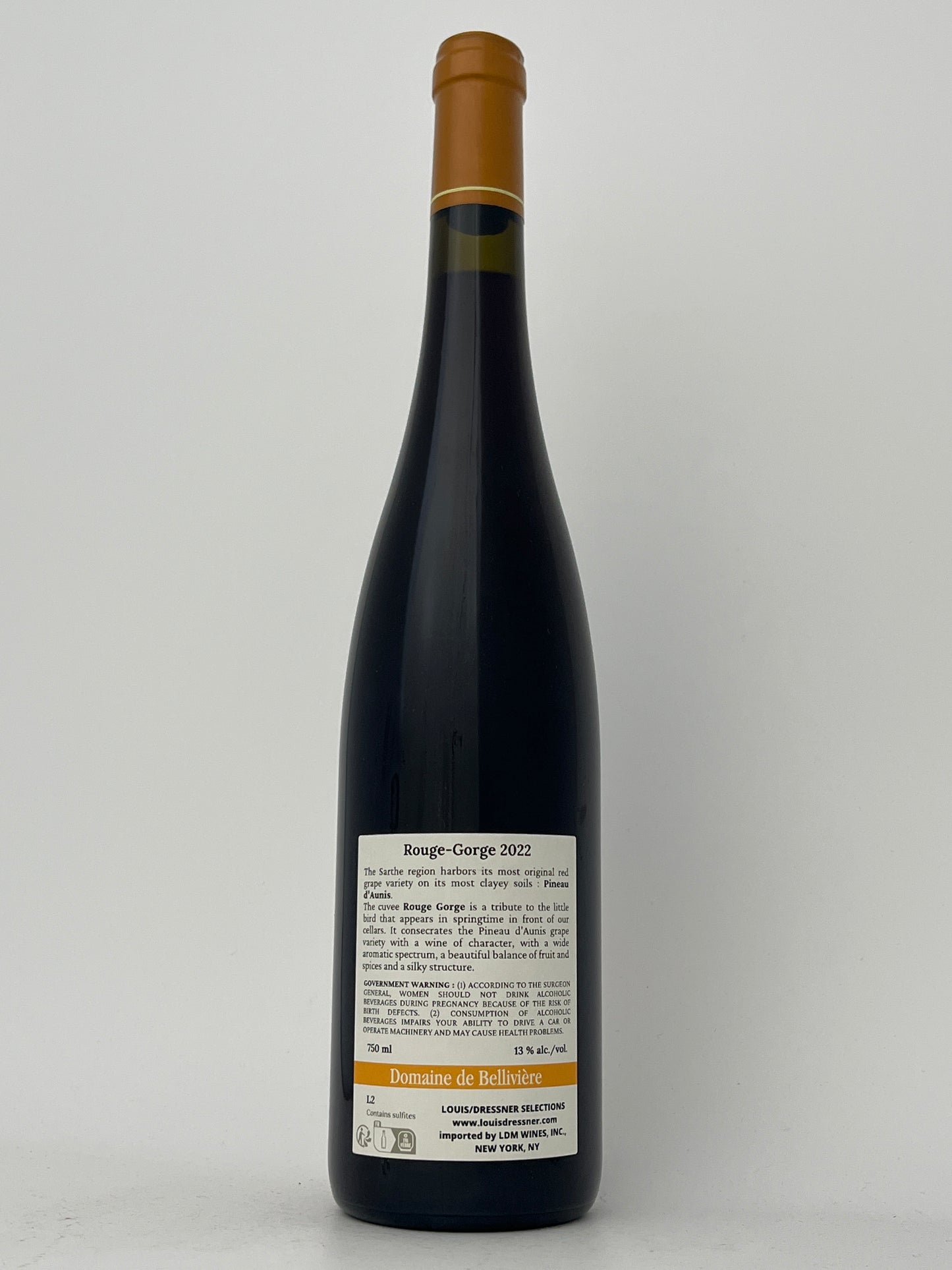 Domaine de Belliviere, Pineau d'Aunis, "Le Rouge Gorge," Coteaux du Loir, Loire, France 2022