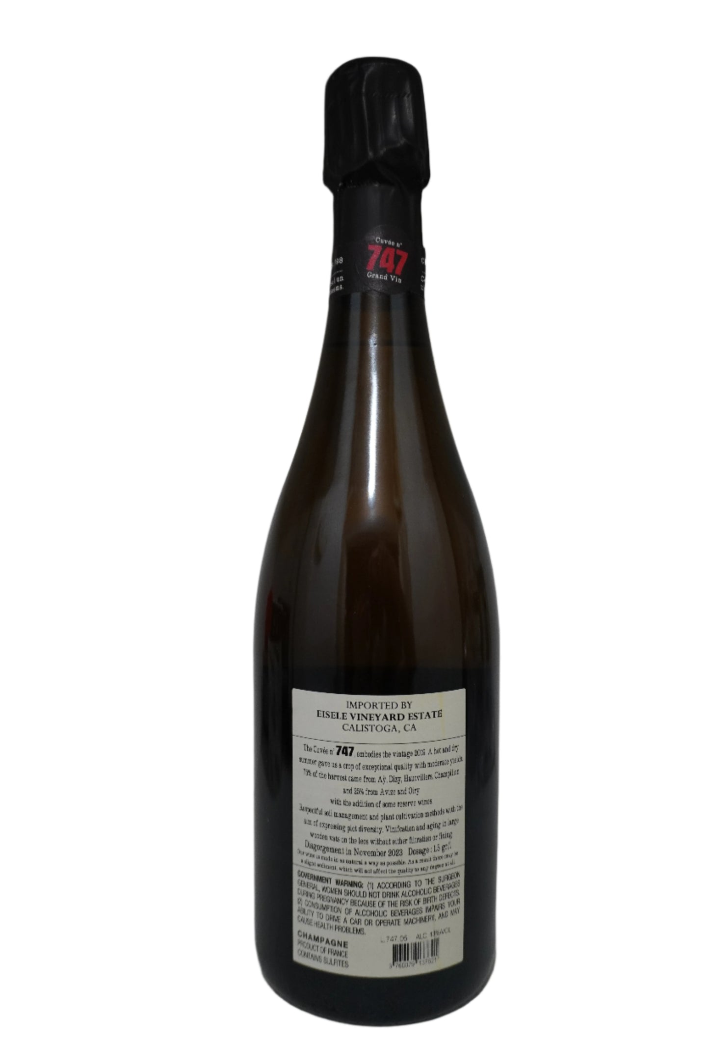 Back Label Jacquesson Extra Brut Cuvee No.747 Champagne France NV
