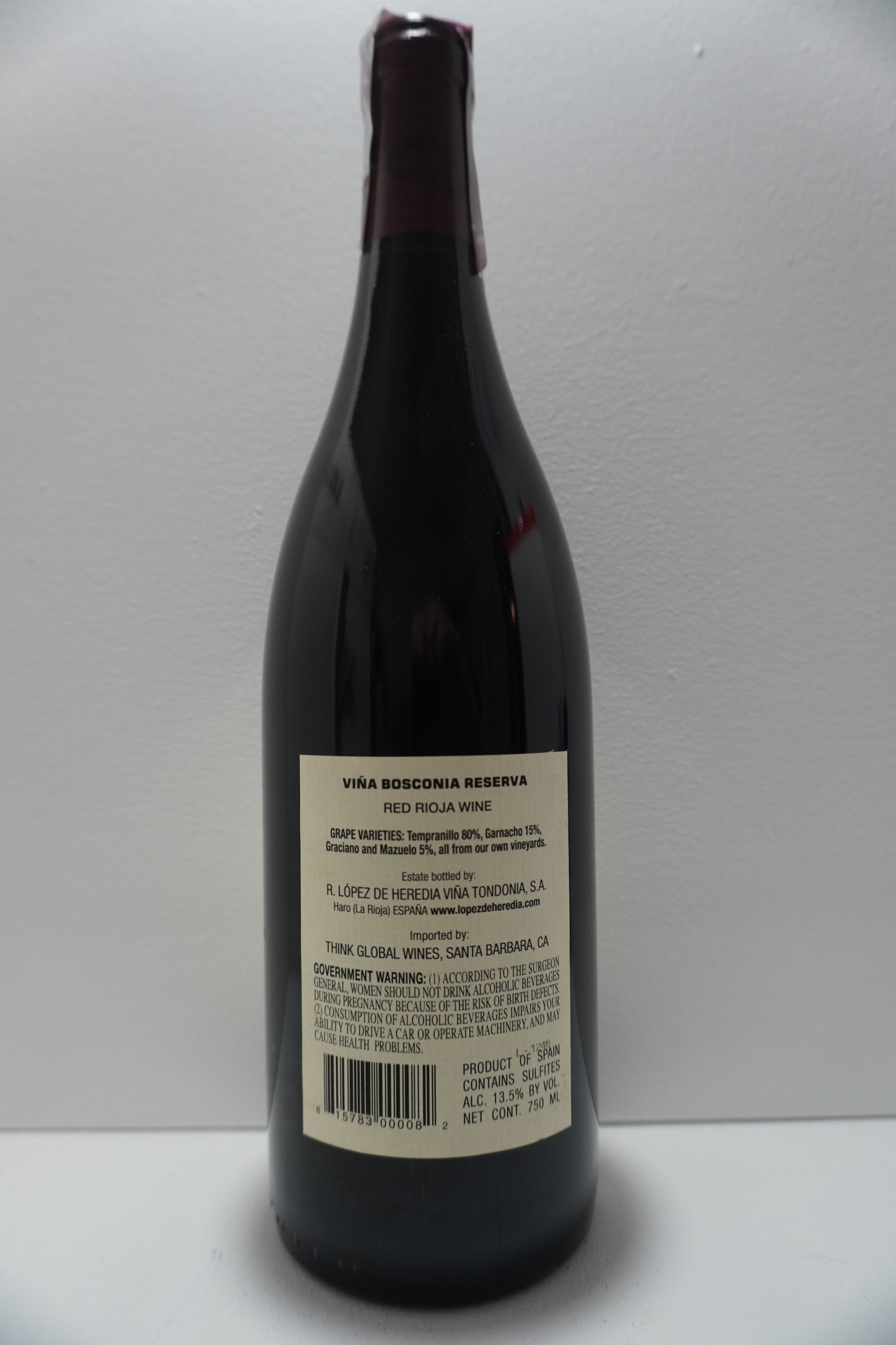 Lopez de Heredia, Tempranillo, Reserva, "Vina Bosconia," Rioja, Spain 2014