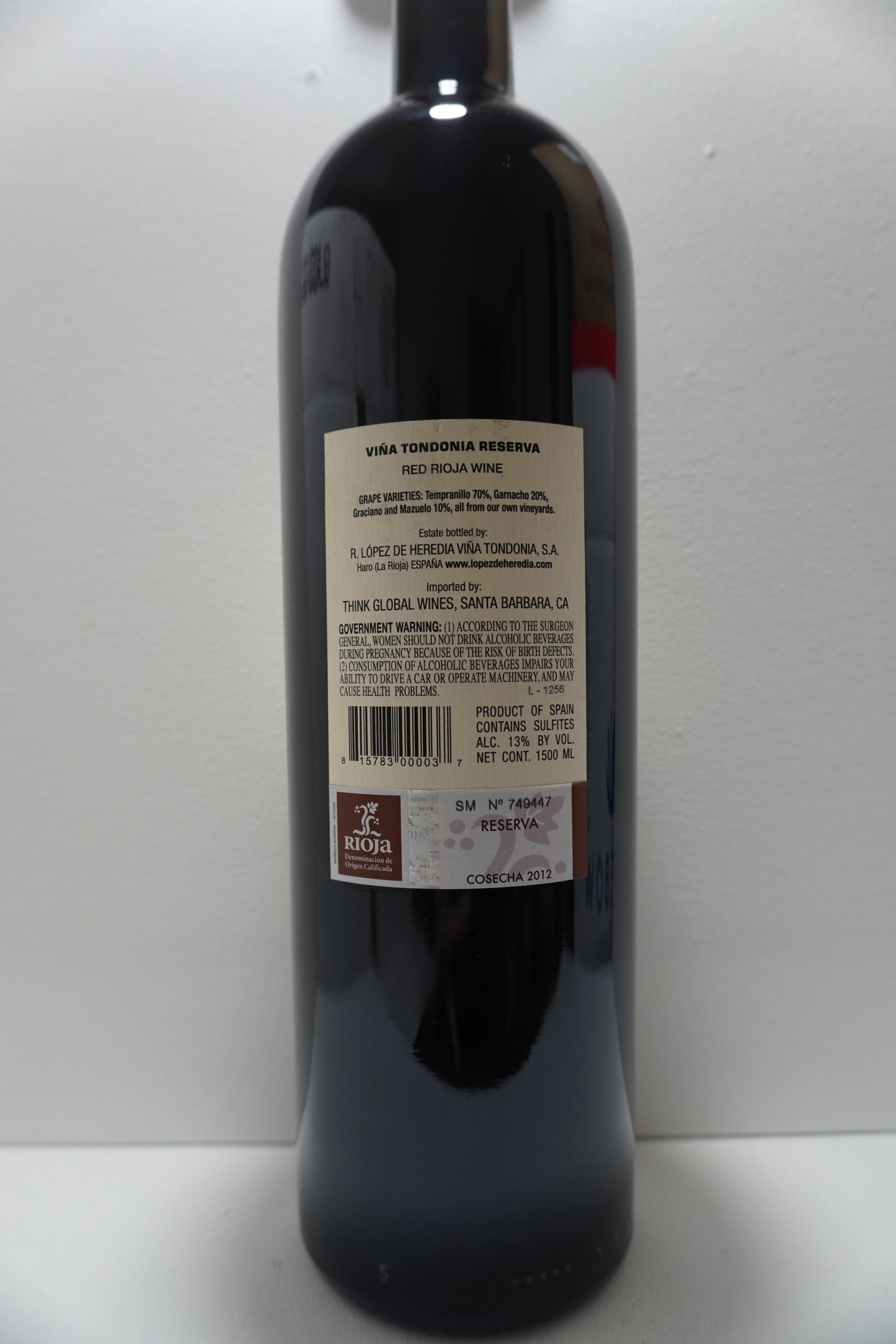 Lopez de Heredia, Tempranillo, Reserva, "Vina Tondonia," Rioja, Spain 2012 (Magnum)