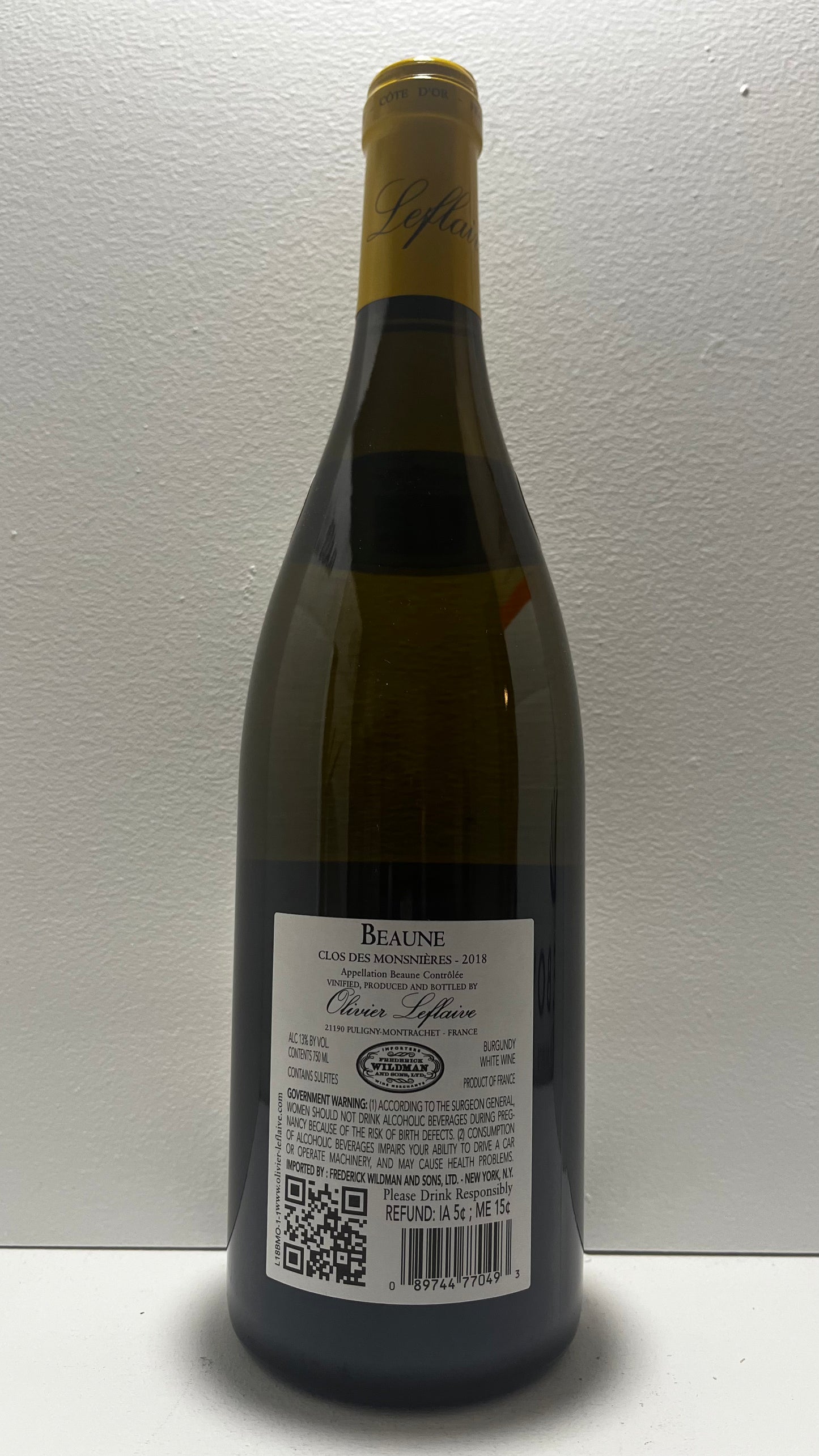 Olivier Leflaive, Chardonnay, Clos des Monsnieres, Beaune, Burgundy, France 2018