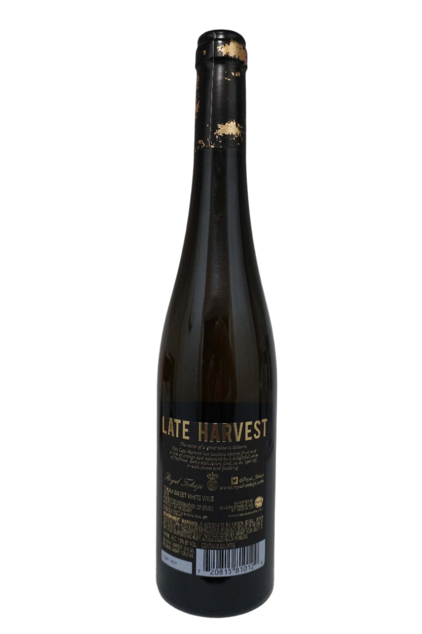 Back Label, Bottle of Royal Tokaji, Furmint, Late Harvest, Tokaji, Hungary 2018, 500ml