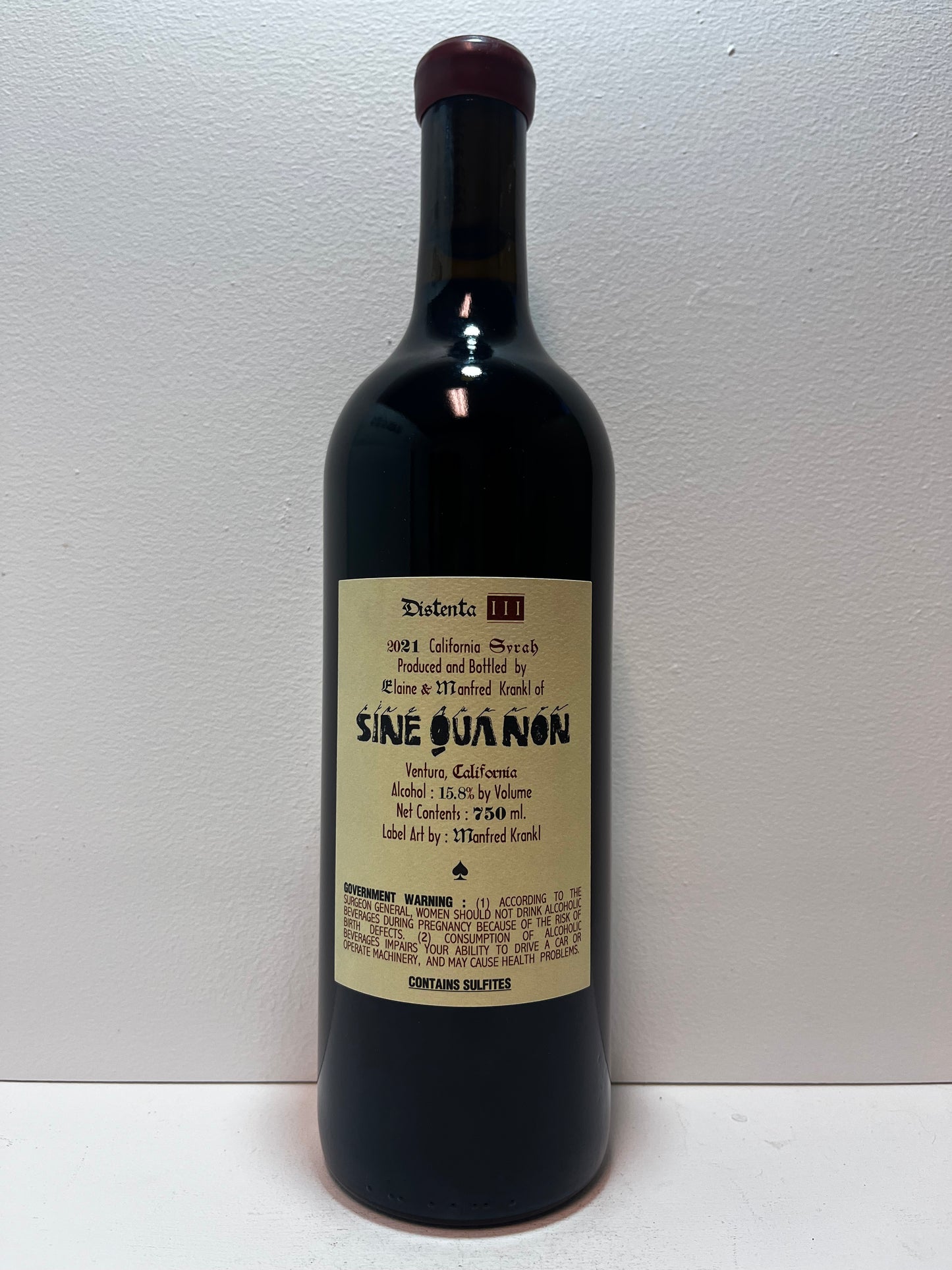 Sine Qua Non, Syrah, "Distenta IV," California 2021