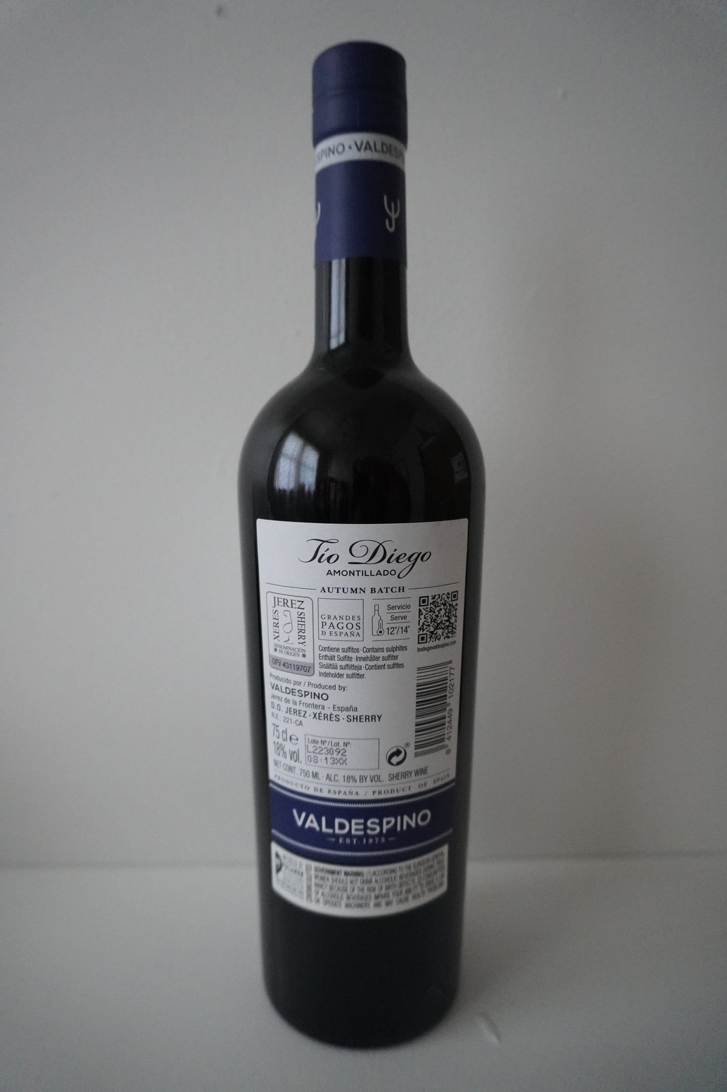 Valdespino, Palomino, Amontillado, "Tio Diego- Macharnudo Alto," Jerez, Spain NV