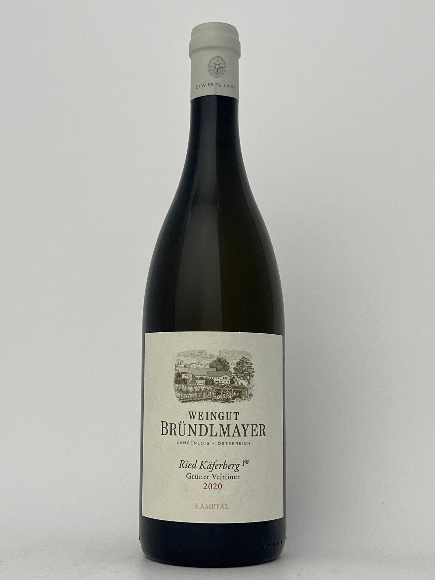 Bottle of Brundlmayer, Gruner Veltliner, Ried Kaferberg- Erste Lage, Kamptal, Austria 2020 in a white backround.