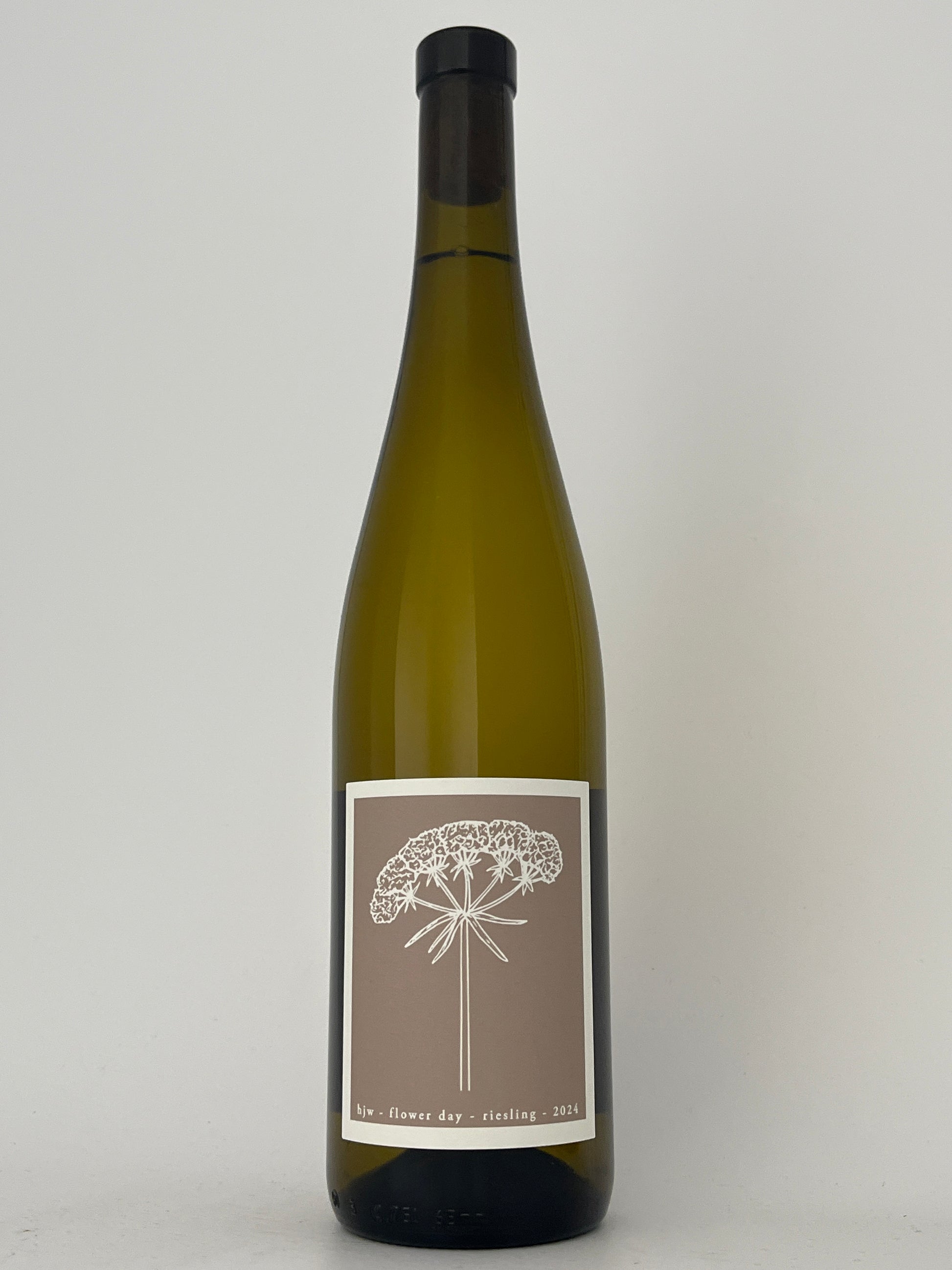 Bottle of Hermann J. Wiemer, Riesling, "Flower Day," Finger Lakes, New York, United States 2024 in a white backround.	