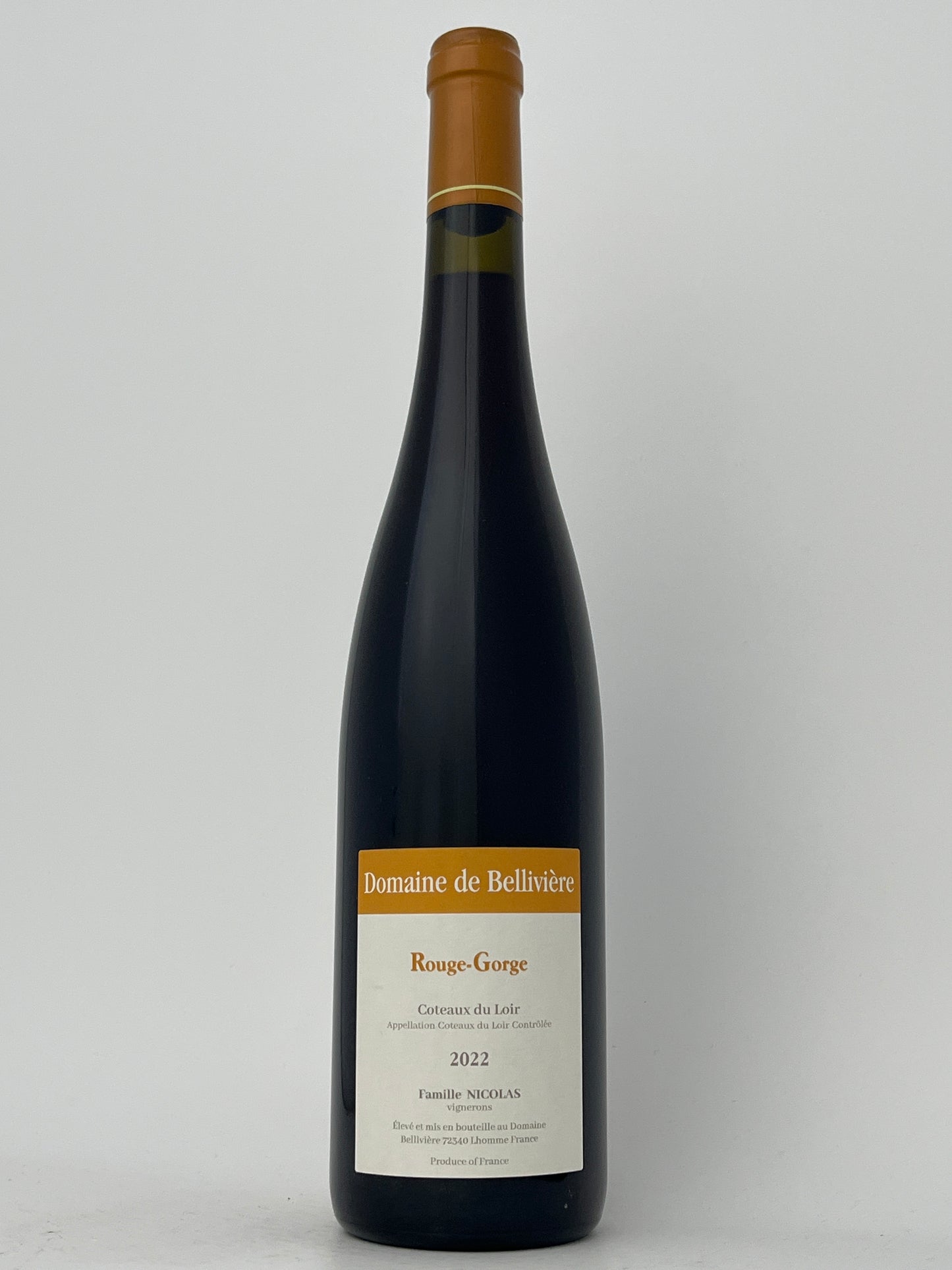 Domaine de Belliviere, Pineau d'Aunis, "Le Rouge Gorge," Coteaux du Loir, Loire, France 2022