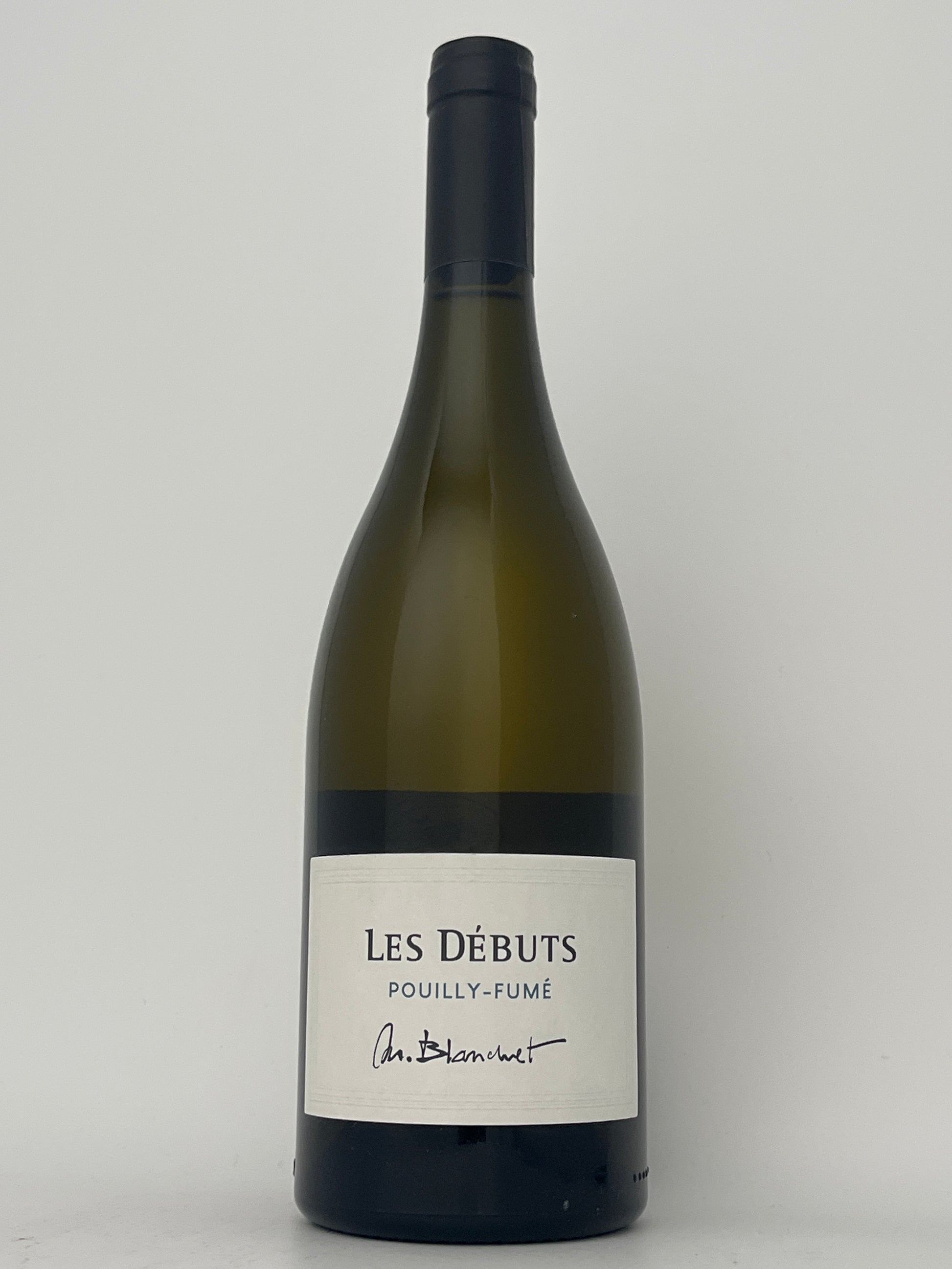 Bottle of Domaine Blanchet, Sauvignon Blanc, Pouilly-Fume, Loire, France 2022 in a white backround.	