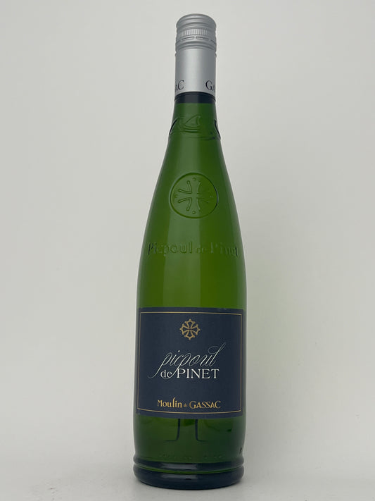 Bottle of Domitia, Picpoul de Pinet, Languedoc, France 2024 in a white backround.	