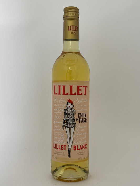 Bottle of Lillet Blanc in a white backround.	