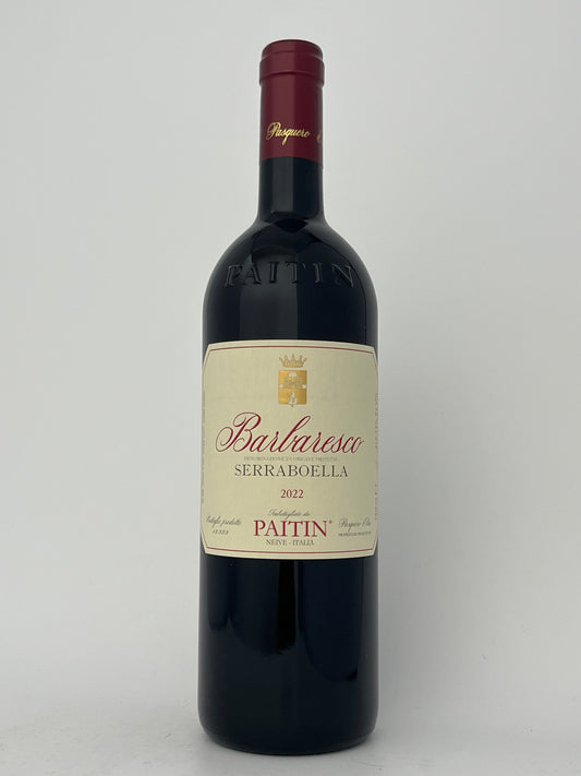 Bottle of Paitin, Nebbiolo, Serraboella, Barbaresco, Piedmont, Italy 2022 in a white backround.	