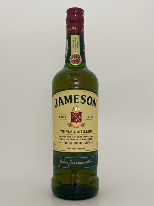 Bottle of Jameson Irish Whiskey on a white backround. 