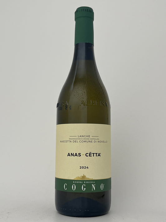 Bottle of Elvio Cogno, Nascetta, "Anas-Cetta," Piedmont, Italy 2024 in a white backround.	