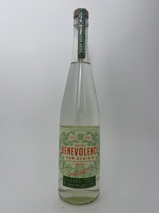 Bottle of Benevolence Haiti Rum on a white backround. 