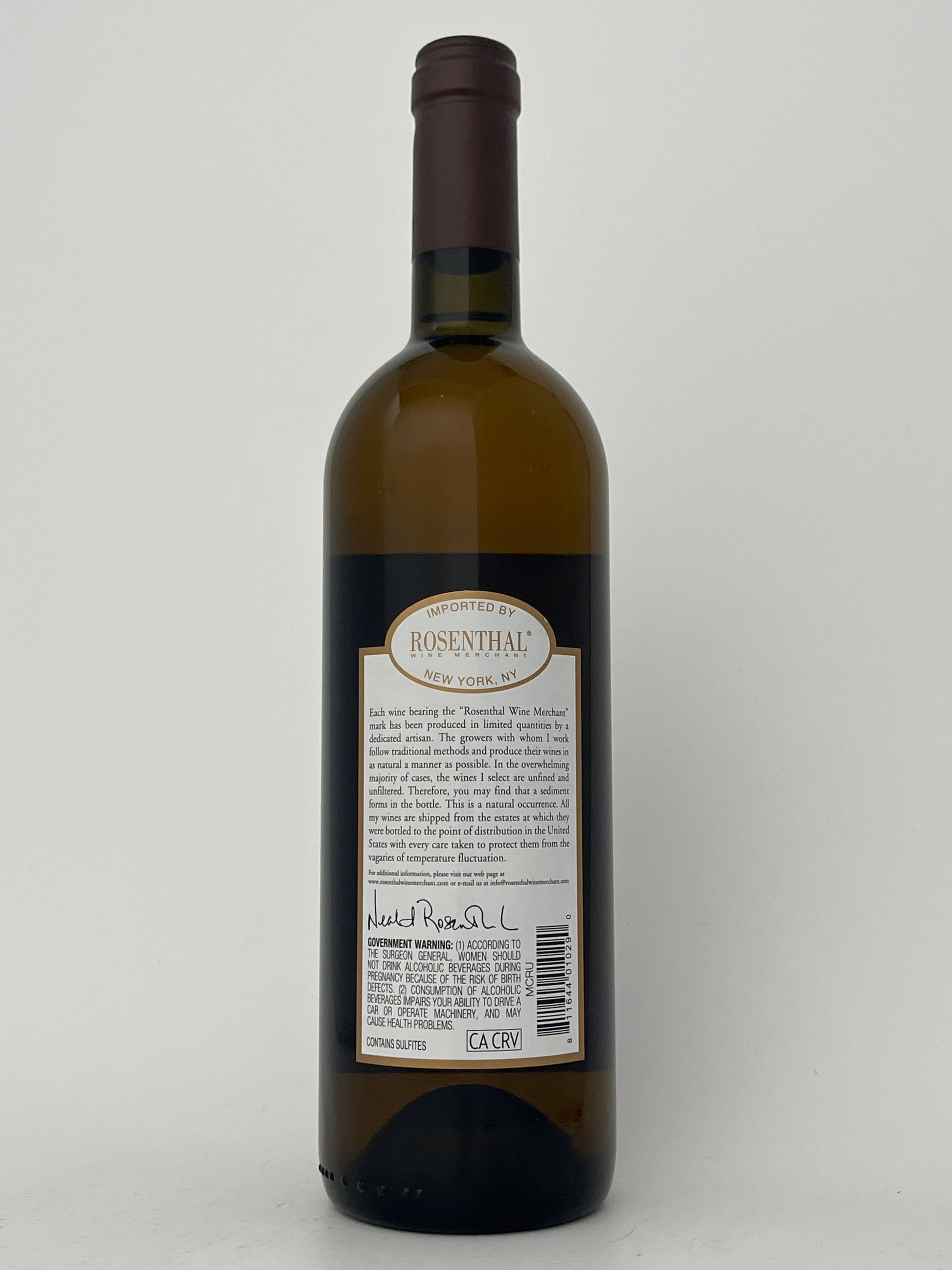 Back label of a bottle of Monastero Suore Cistercensi, Trebbiano Blend, "Coenobium Ruscum," Lazio, Italy 2024 in a white backround.