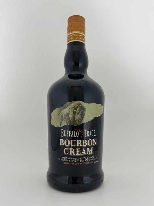 Bottle of Buffalo Trace Bourbon Cream on a white background