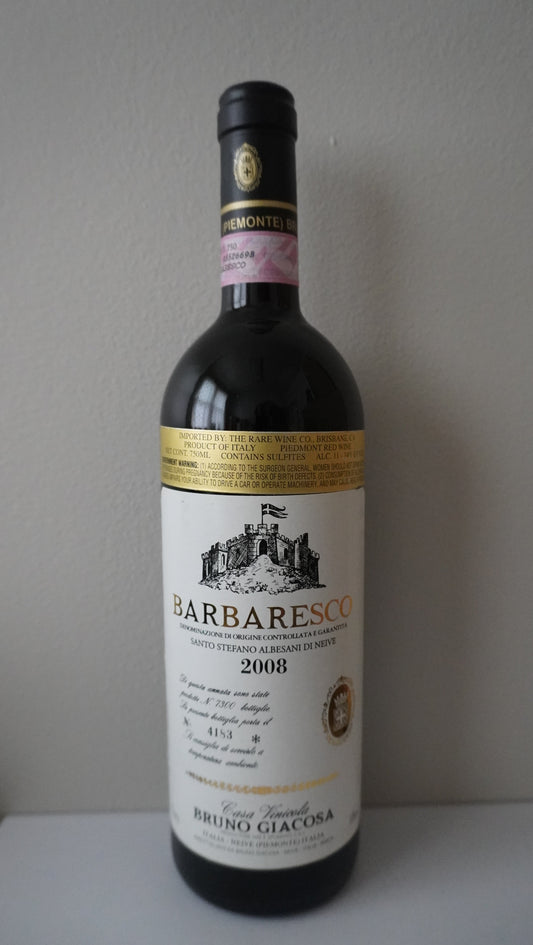 Bottle of Bruno Giacosa, Nebbiolo, Santo Stefano, Barbaresco, Piedmont, Italy 2008
Front Label