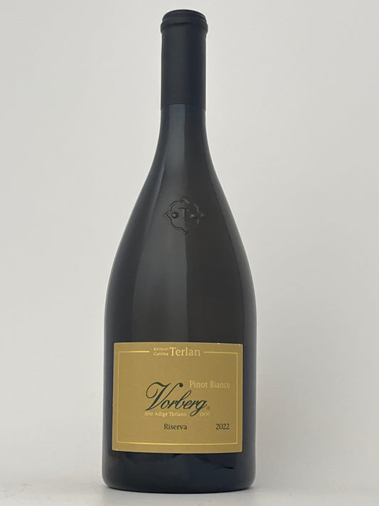 Bottle of Cantina Terlan, Pinot Blanc, Riserva, "Vorberg," Terlano, Alto Adige, Italy 2022 in a white backround.	