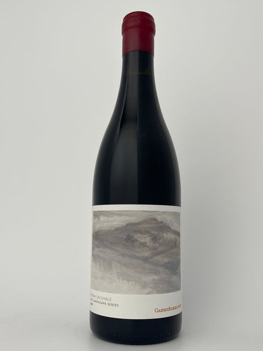 Bottle of Gabrielskoof, Syrah, "Syrah on Shale- The Landscape Series," Bot River, Walker Bay, South Africa 2019 in a white backround.