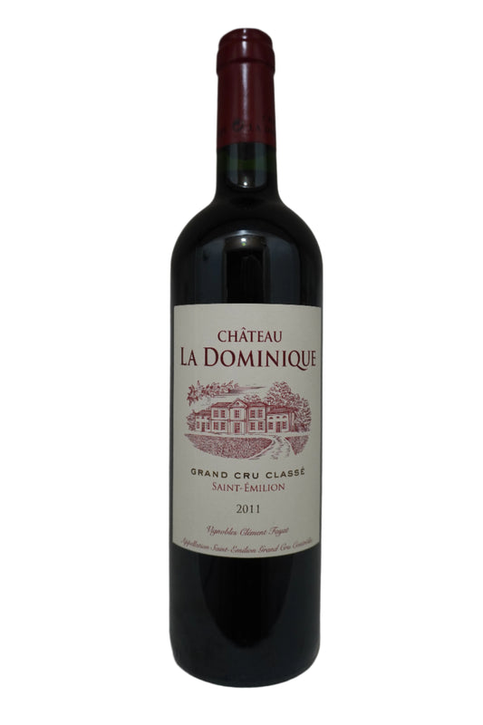Front label of bottle of Chateau La Dominique Merlot Saint-Emilion-Grand Cru Classe Bordeaux France 2011