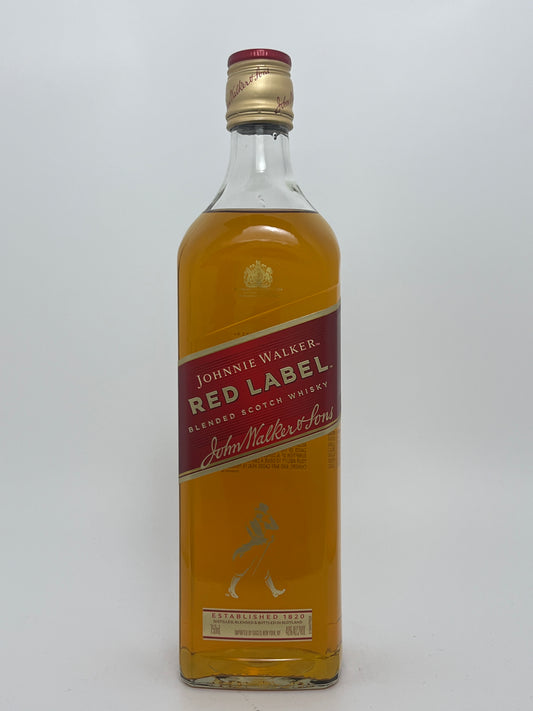 Bottle of Johnnie Walker Red Label in a white backround. 