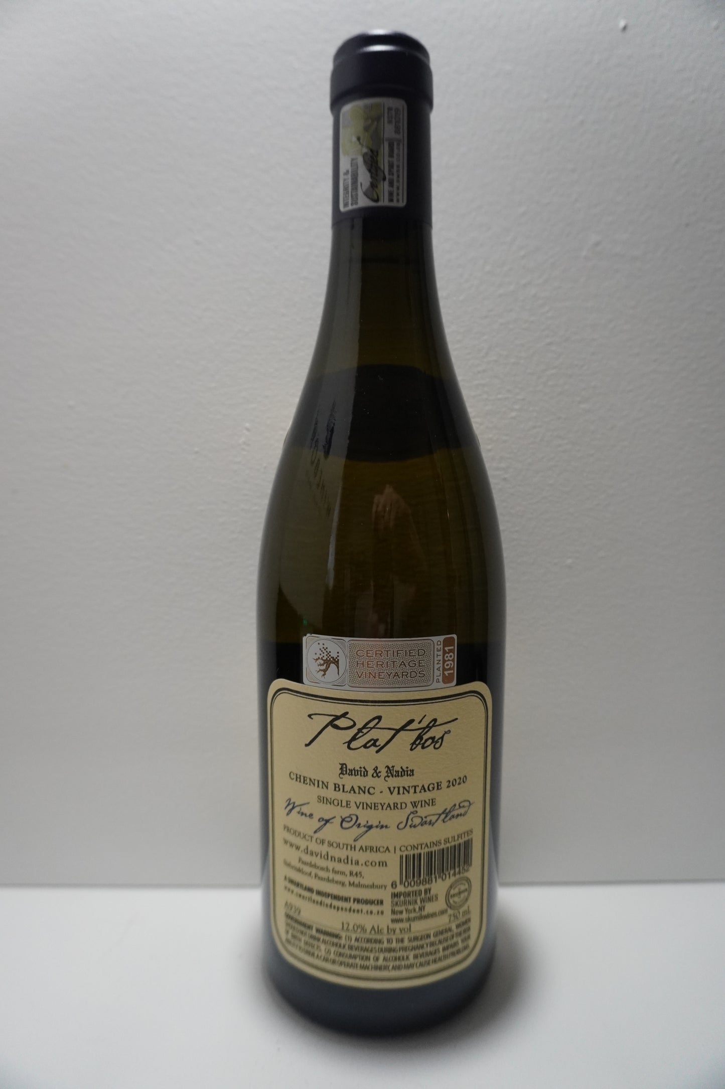 David & Nadia, Chenin Blanc, "Plat'bos- Single Vineyard," Swartland, South Africa 2020