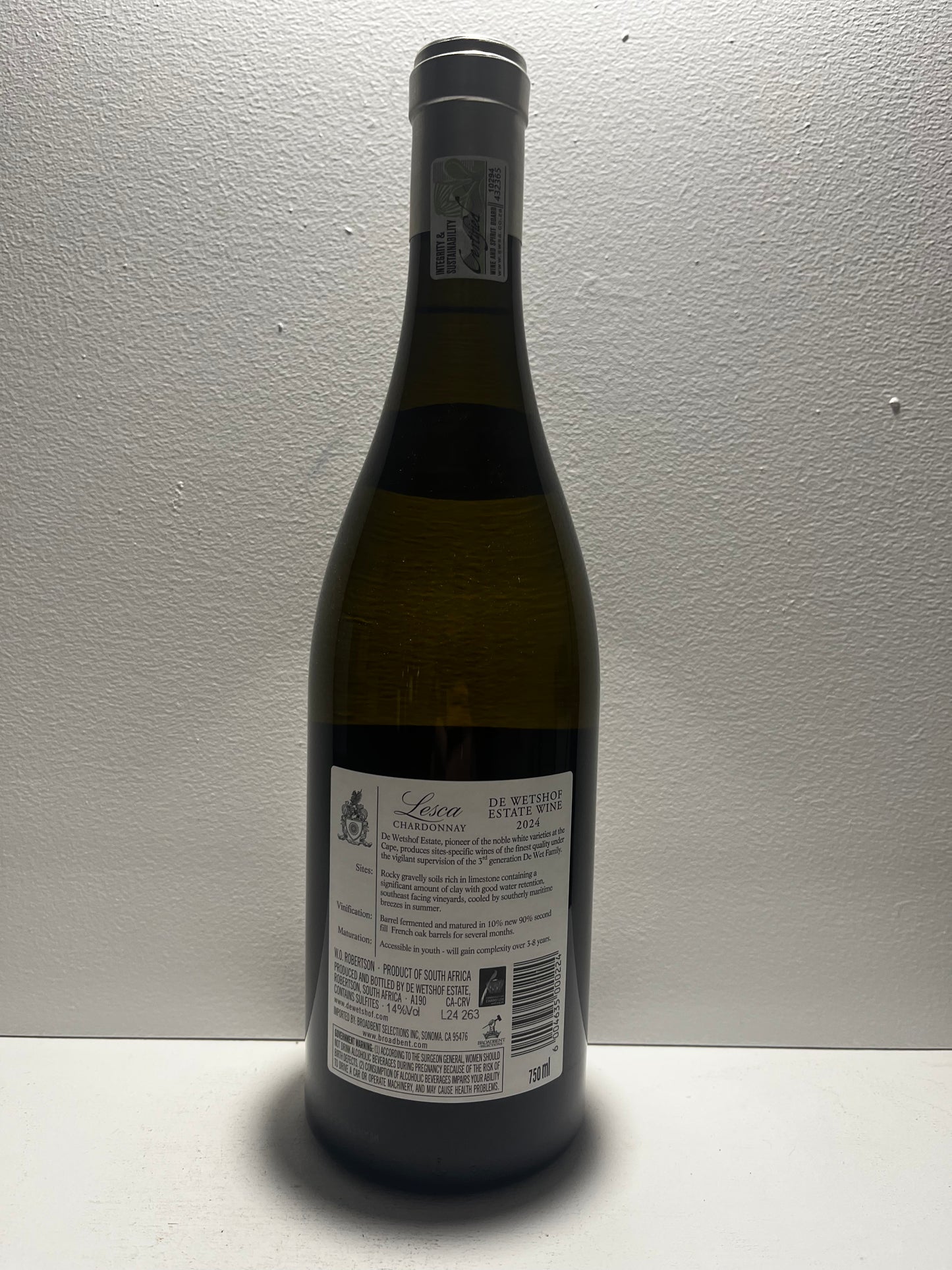 De Wetsof, Chardonnay, "Lesca," Robertson, South Africa 2023