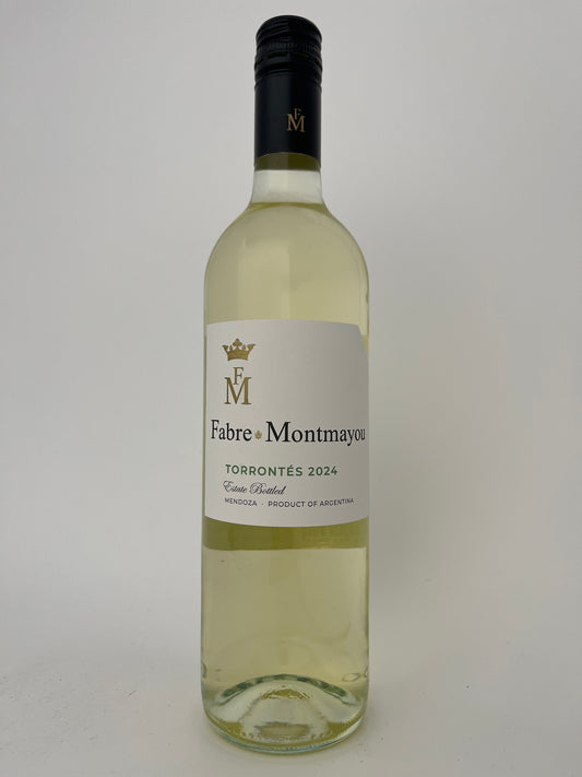 Bottle of Fabre Montmayou, Torrontes, Mendoza, Argentina 2024 in a white backround.