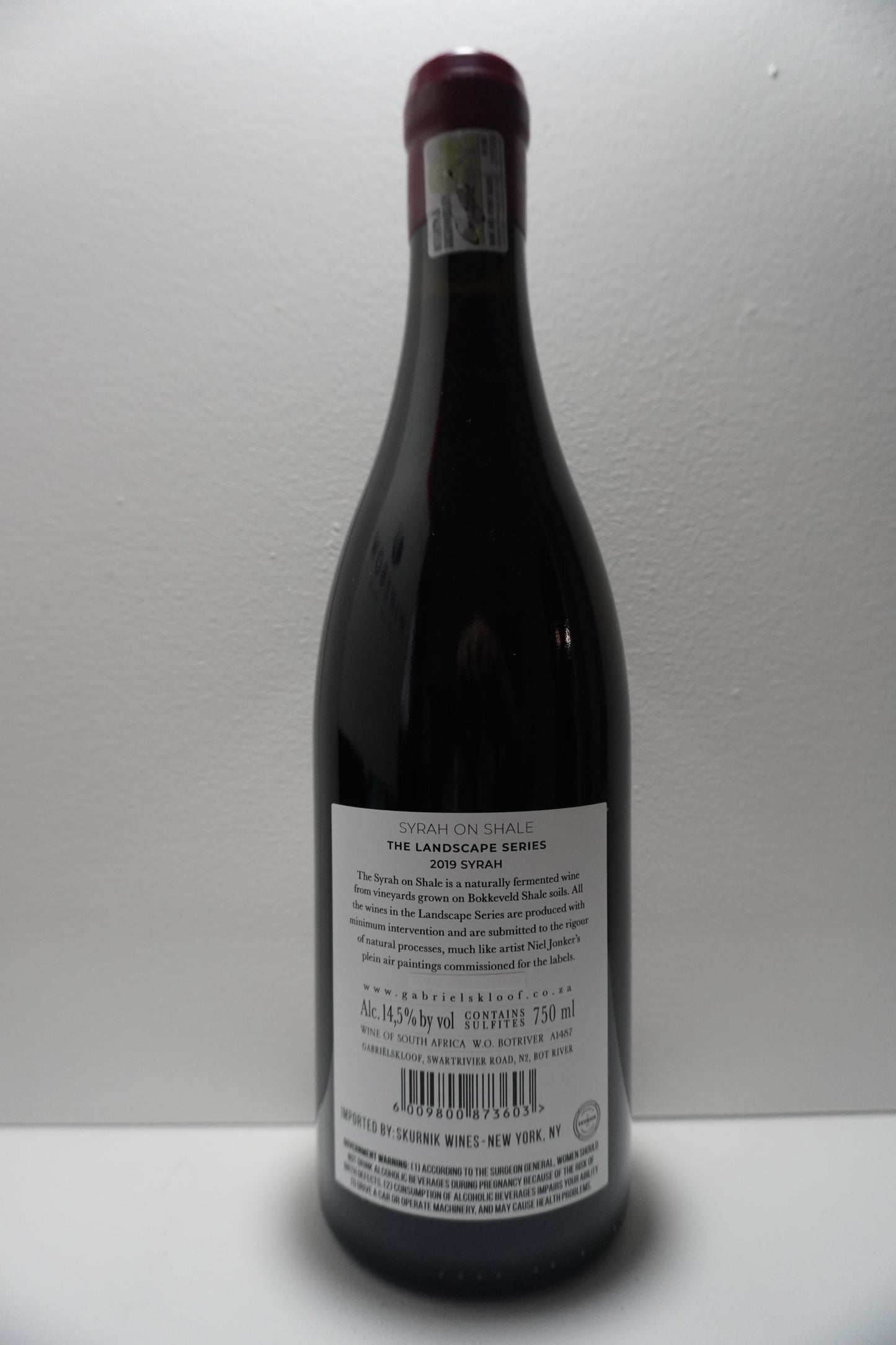 Gabrielskoof, Syrah, "Syrah on Shale- The Landscape Series," Bot River, Walker Bay, South Africa 2019