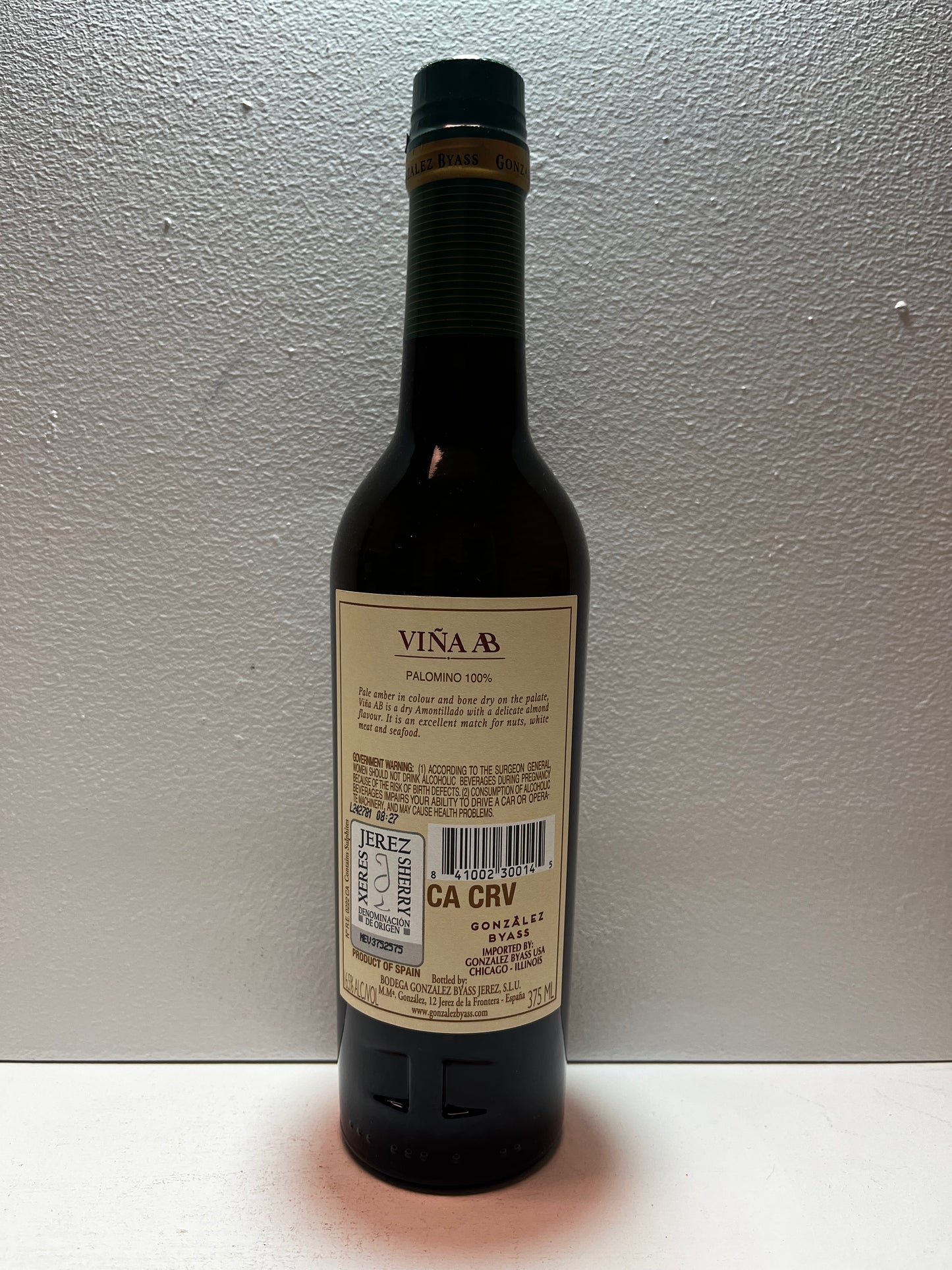 Gonzalez Byass, Palomino Fino, Amontillado, "Vina AB," Jerez, Spain NV (375 ml)