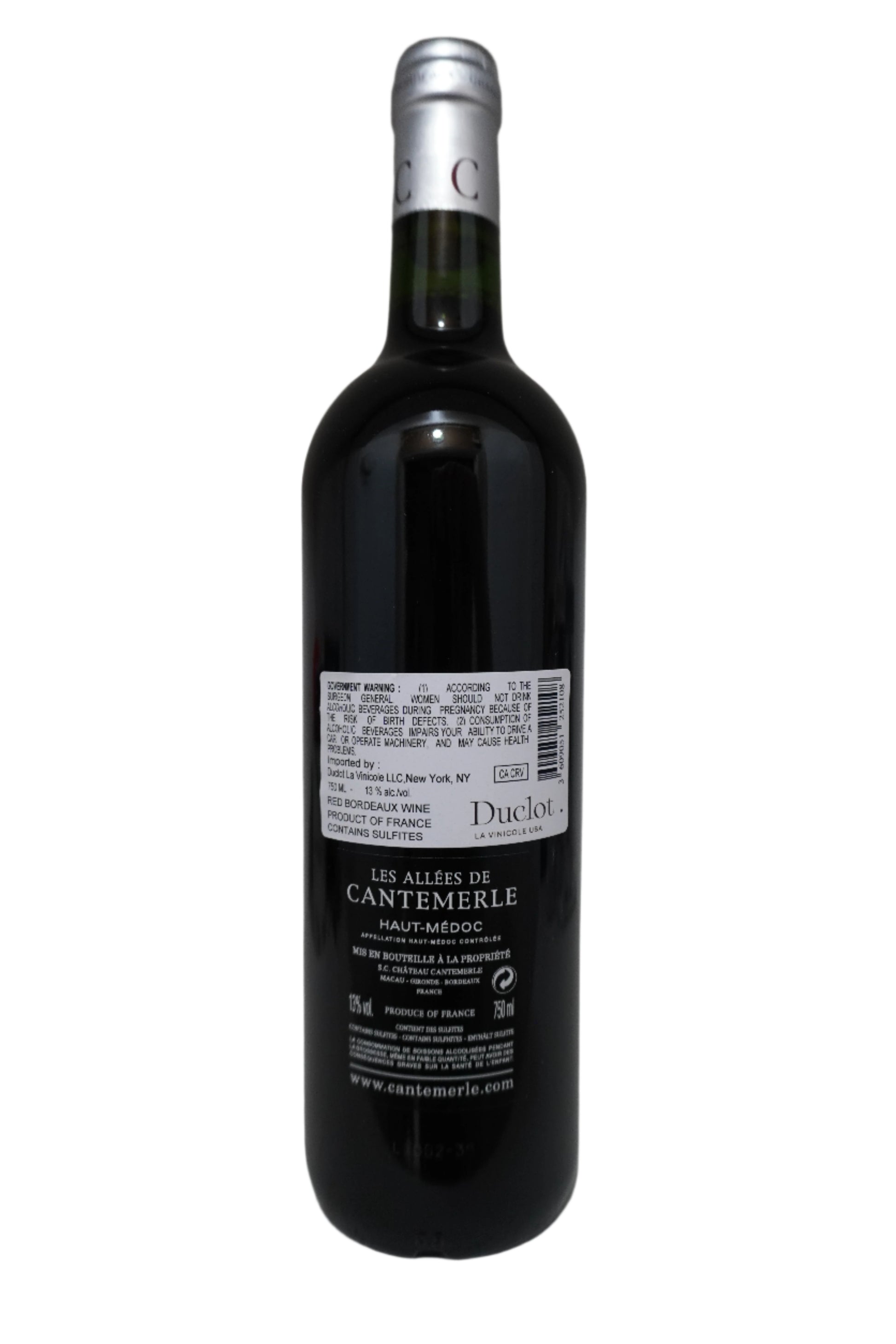Bottle Les Allees de Cantemerle 2018 Back label