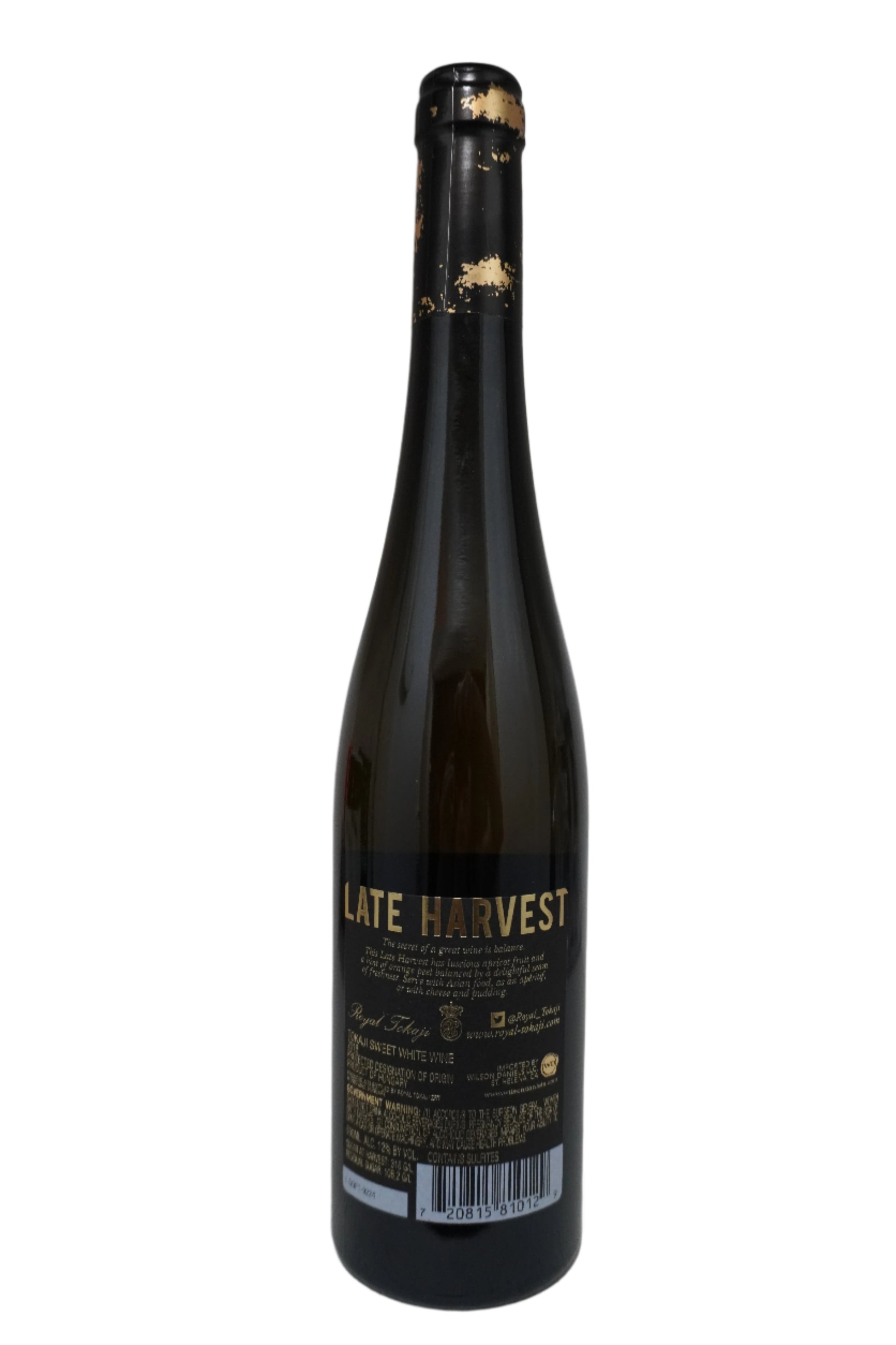 Back Label, Bottle of Royal Tokaji, Furmint, Late Harvest, Tokaji, Hungary 2018, 500ml